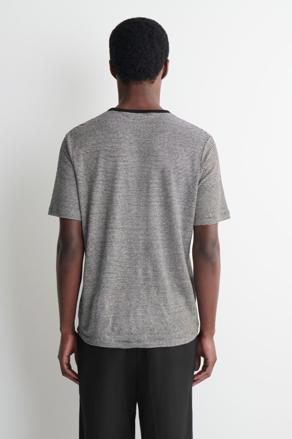 CAMISETA DE JERSEY DE LINO - NEGRO / RAYAS
