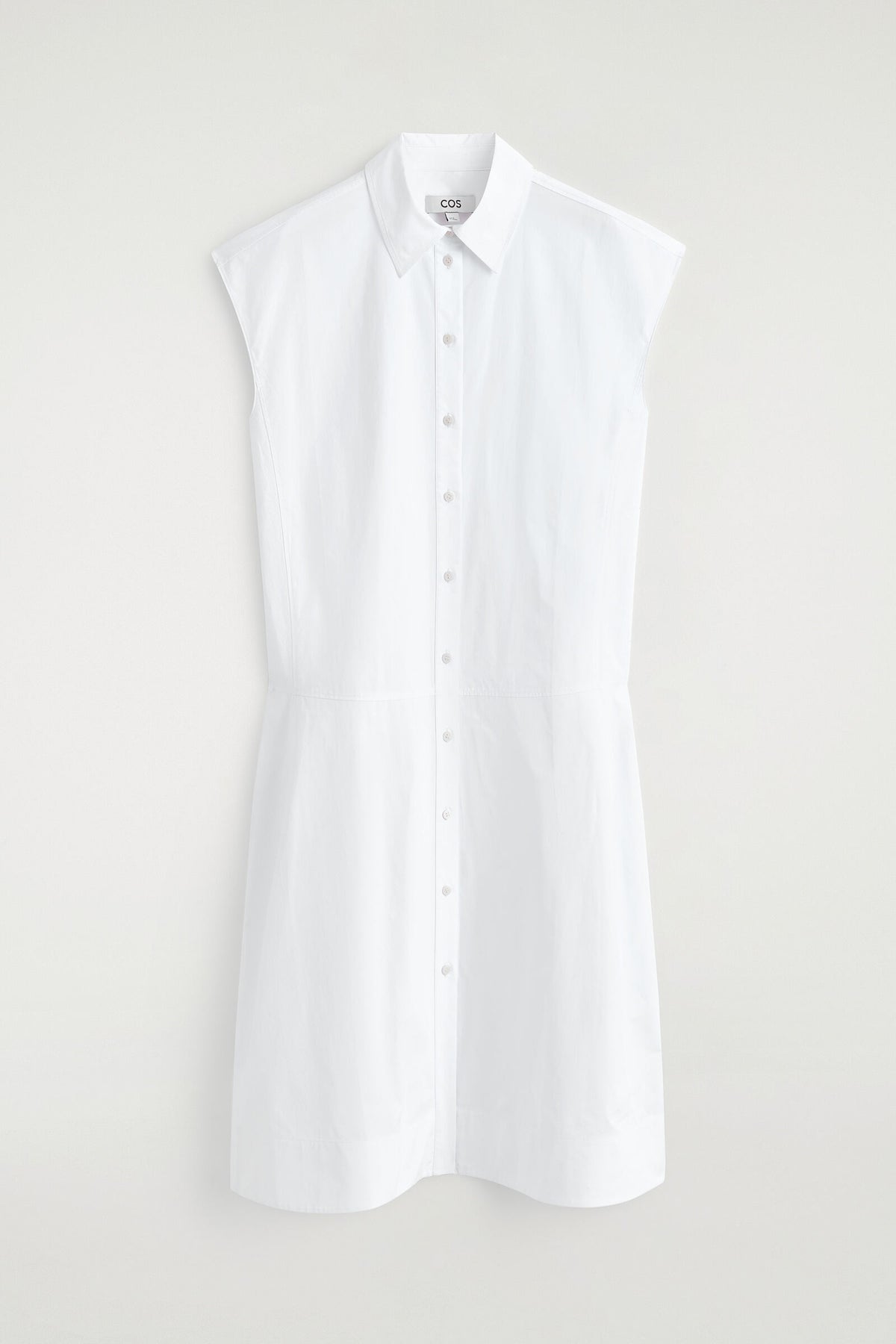 VESTIDO CAMISERO SIN MANGAS DE POPLIN DE ALGODÓN - BLANCO | DescriptiveStillLife