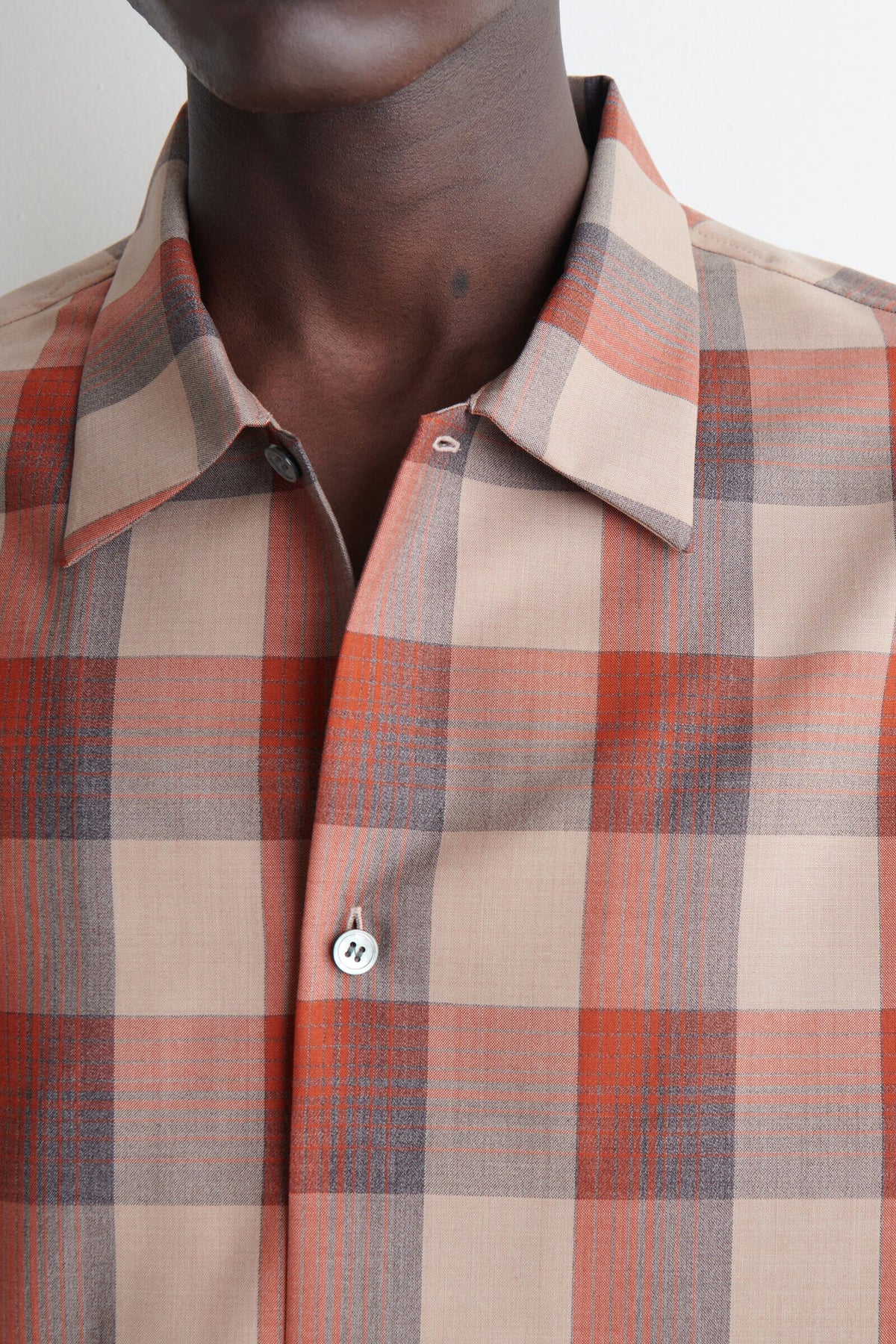 CAMISA A CUADROS - BEIGE / NARANJA / A CUADROS