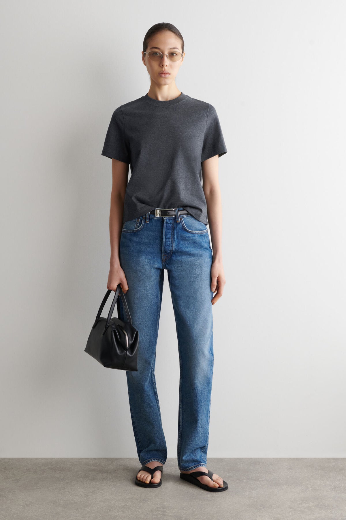CAMISETA DE CORTE LIMPIO - GRIS MEZCLA