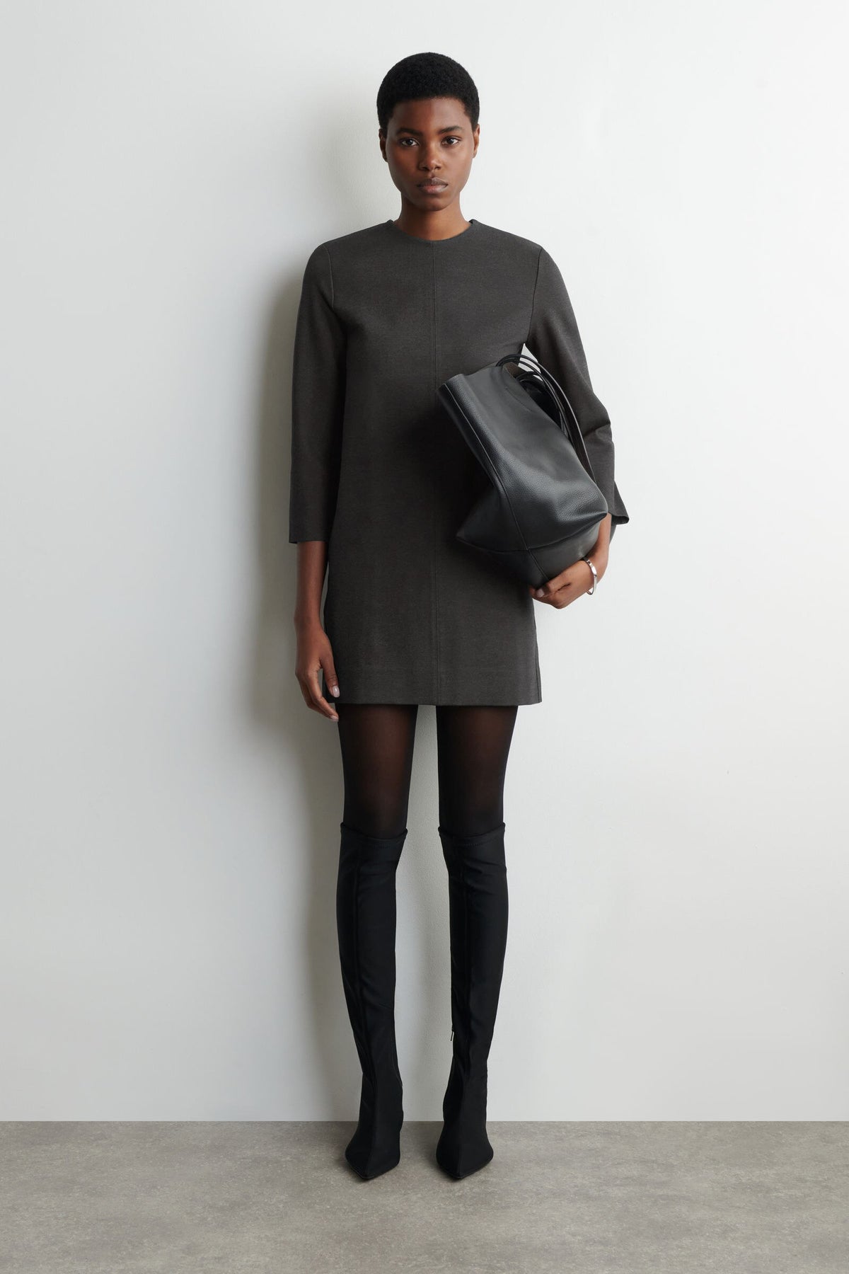 VESTIDO MINI DE JERSEY SASTRERO - GRIS OSCURO - StillMedia/Lookbook