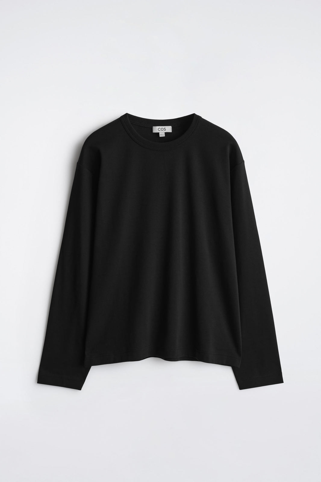 CAMISETA DE JERSEY INTERLOCK RELAJADA DE MANGA LARGA - NEGRO