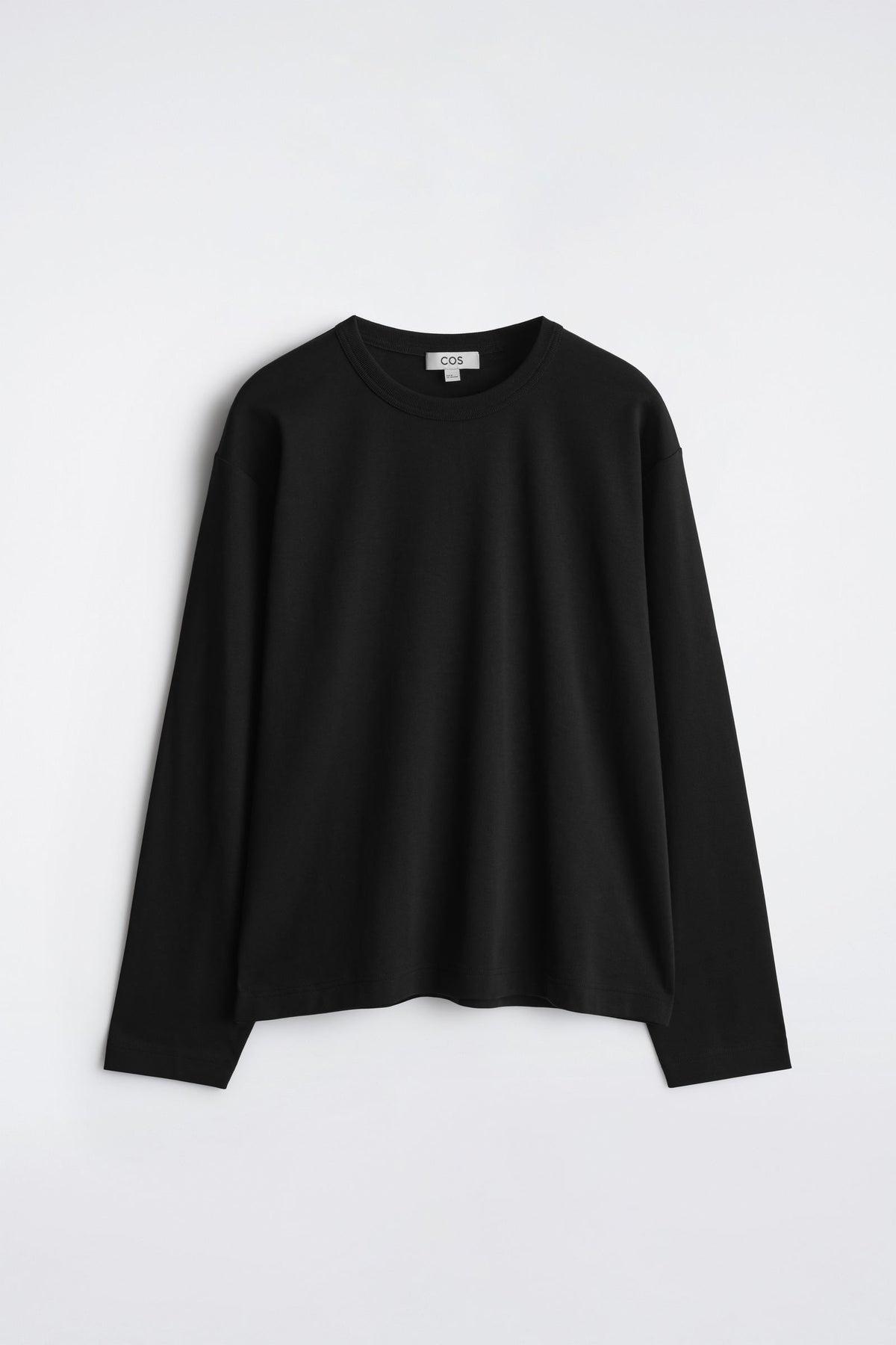 CAMISETA DE JERSEY INTERLOCK RELAJADA DE MANGA LARGA - NEGRO