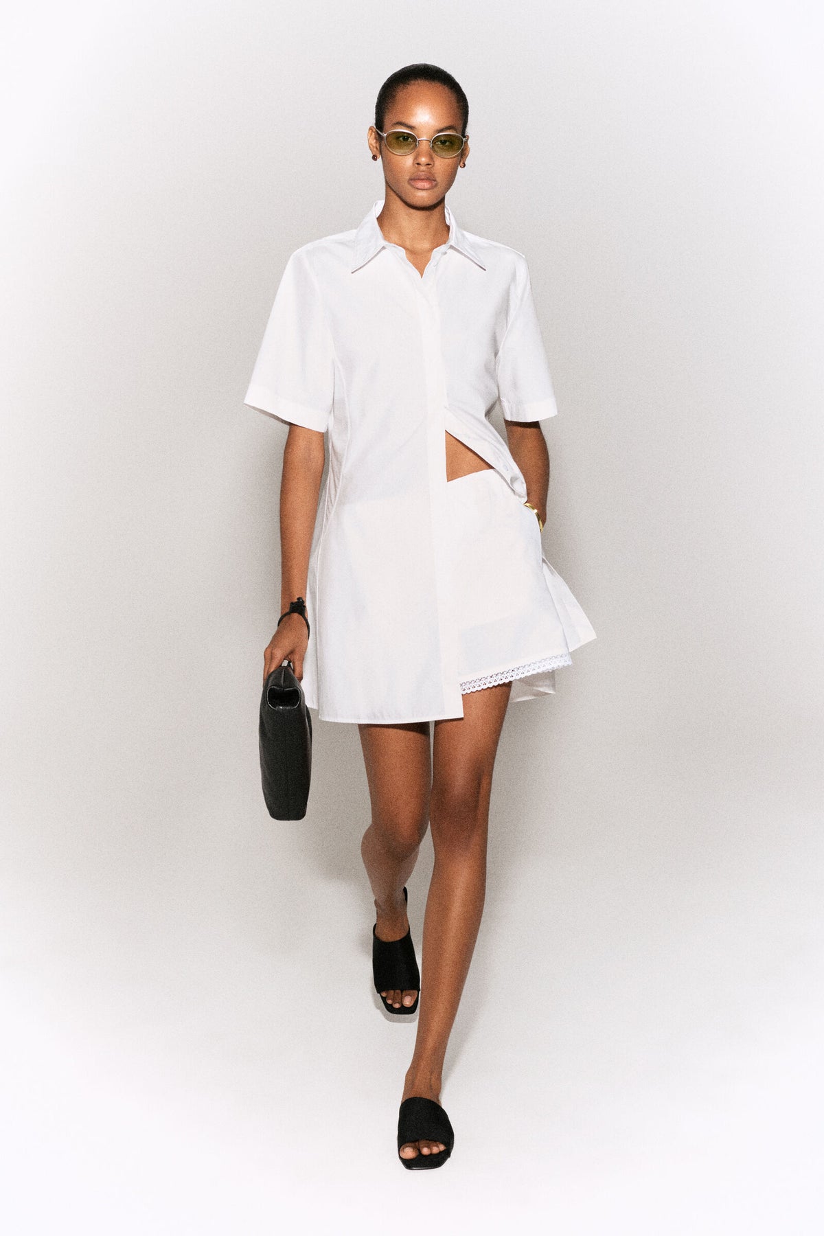 VESTIDO MINI CLÁSICO DE ALGODÓN - BLANCO