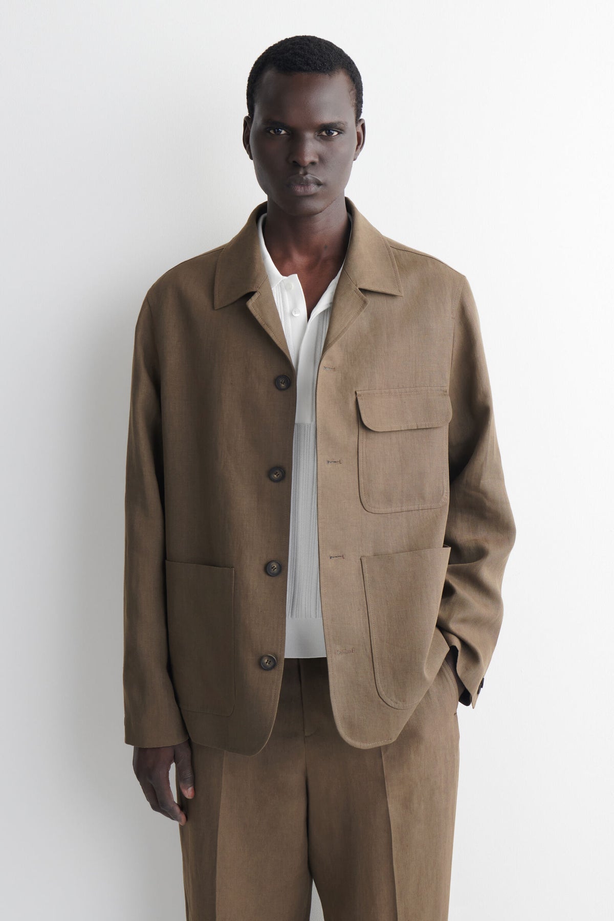 BLAZER DE LINO SIN ESTRUCTURA - BEIGE