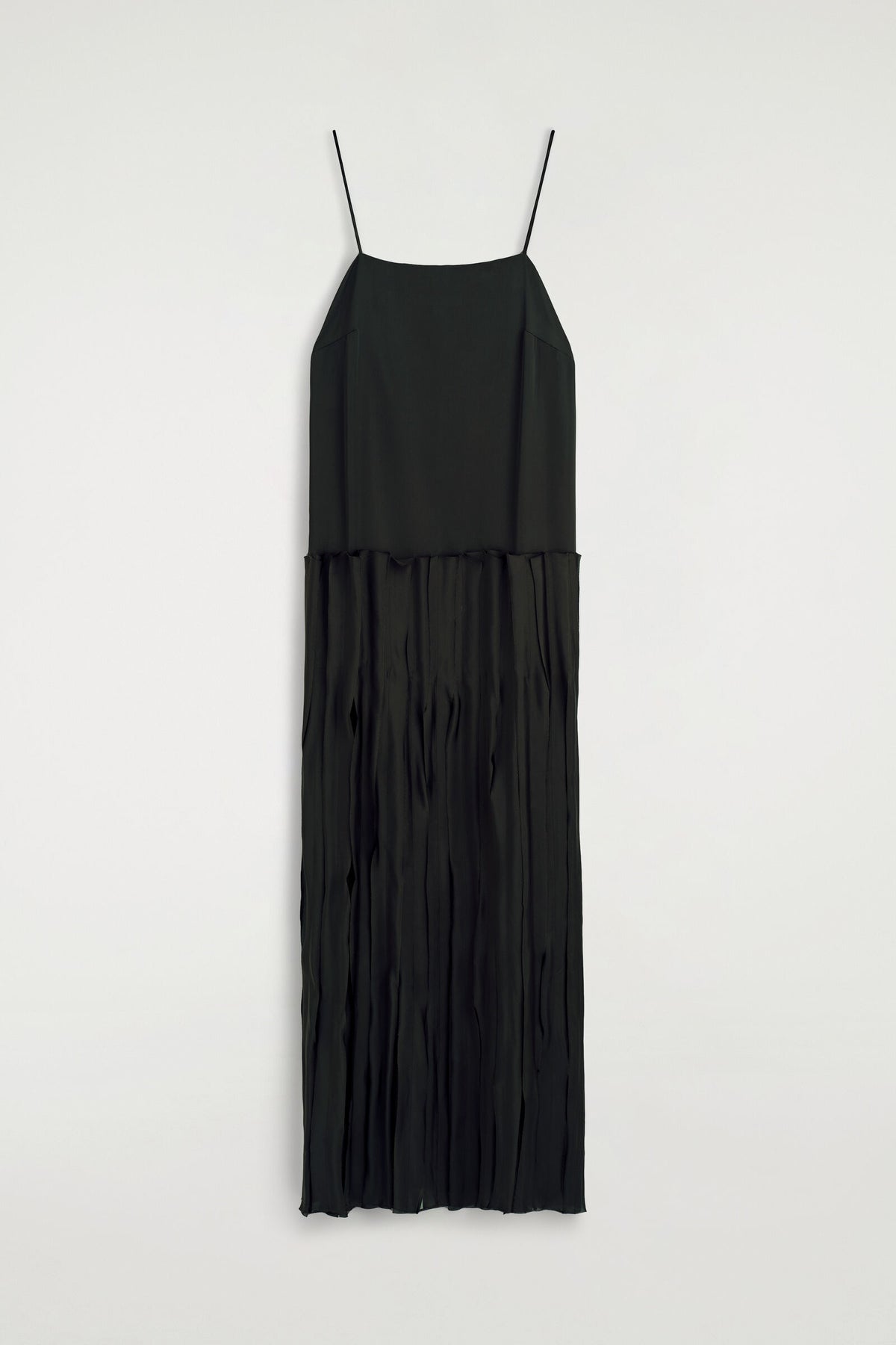 VESTIDO MIDI CON PANELES Y APLICACIONES - VERDE OSCURO | DescriptiveStillLife