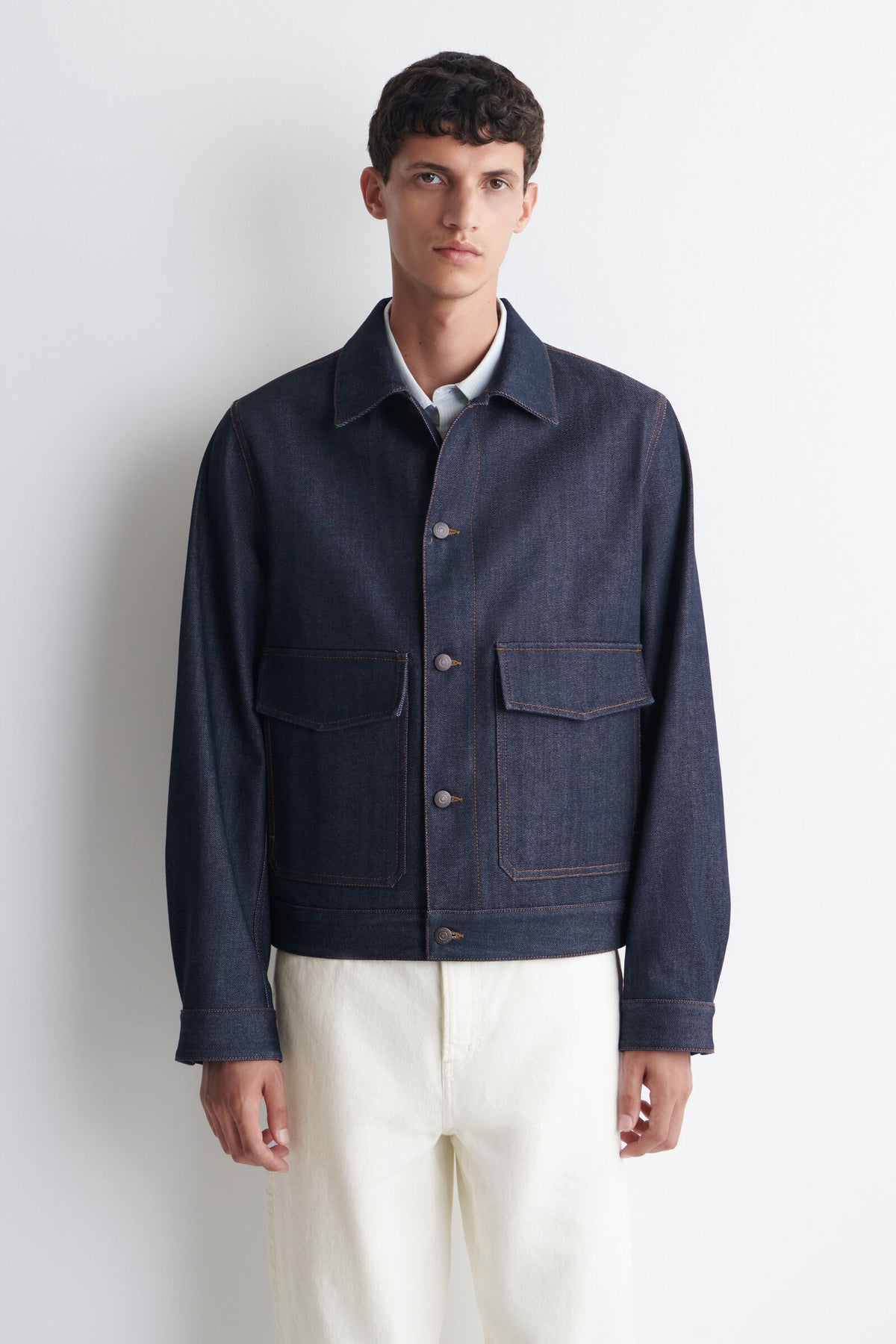 CHAQUETA DE MEZCLILLA SIN REMATE - ÍNDIGO
