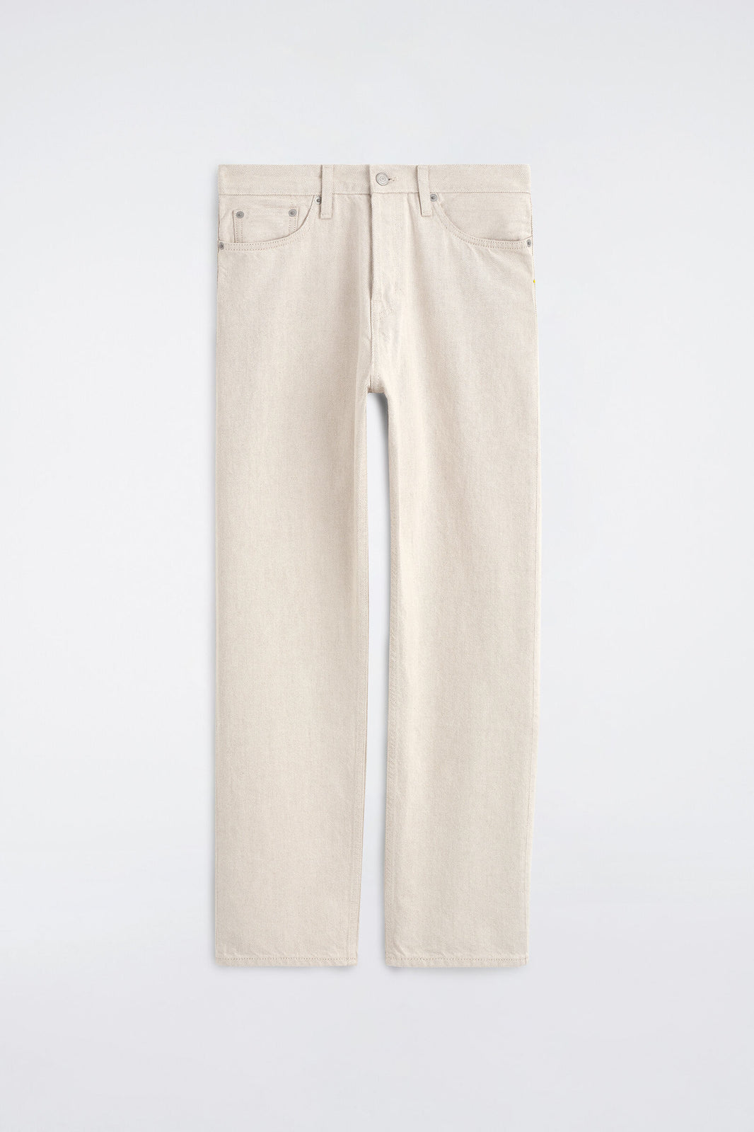 JEANS DE CORTE REGULAR Y PIERNA RECTA DE LA MARCA - BEIGE | DescriptiveStillLife
