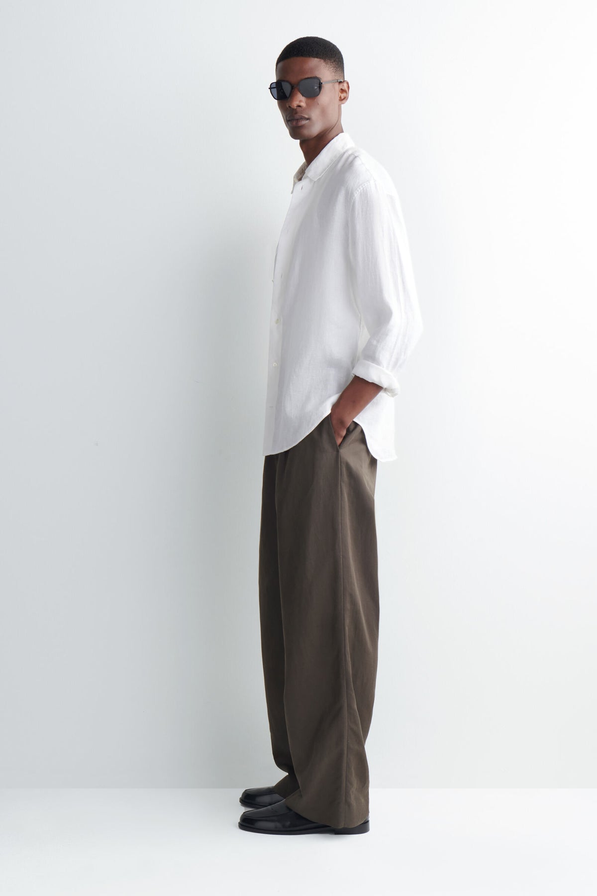 CAMISA DE LINO RELAJADA - BLANCO