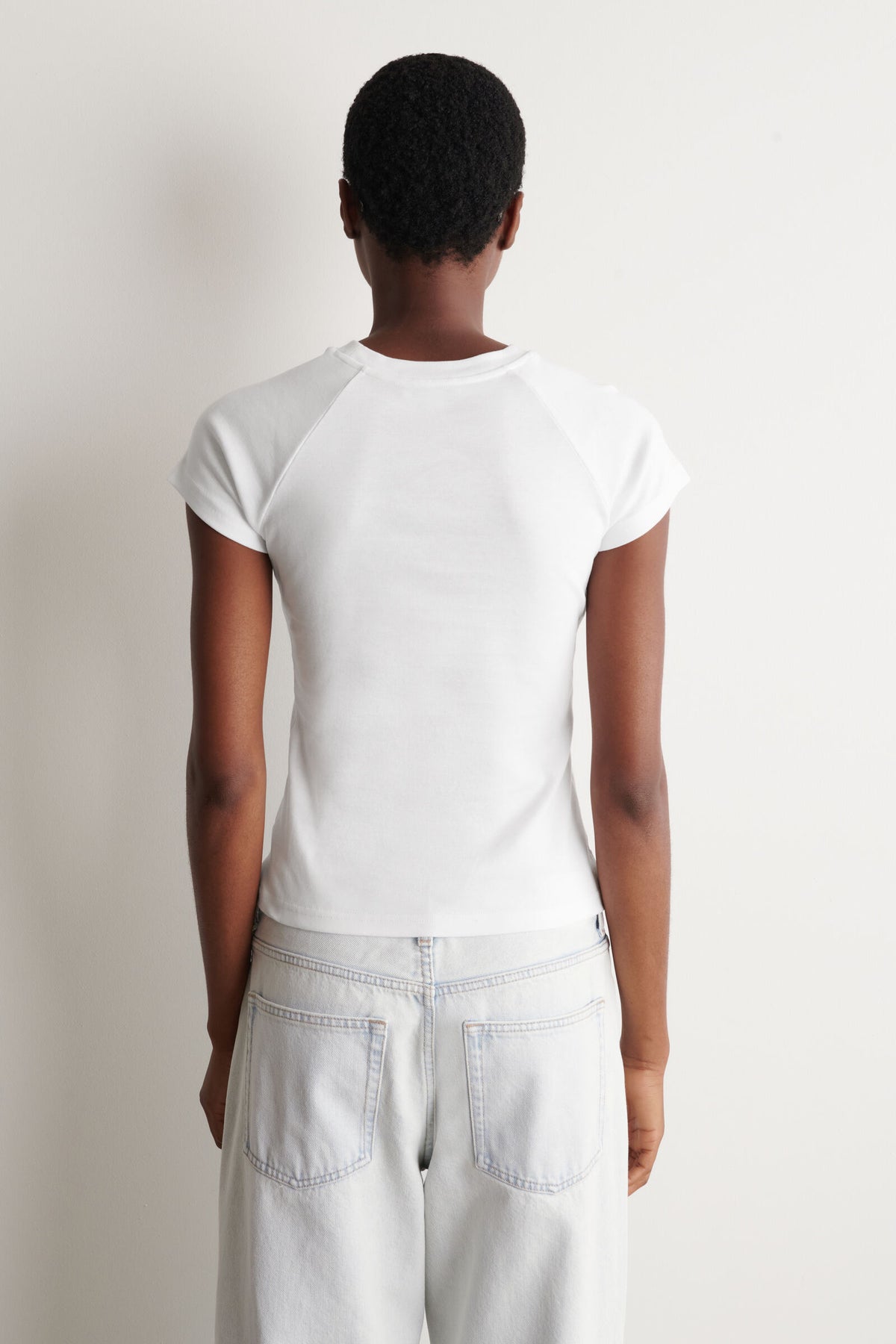 CAMISETA RAGLÁN DE ALGODÓN AJUSTADA - BLANCO