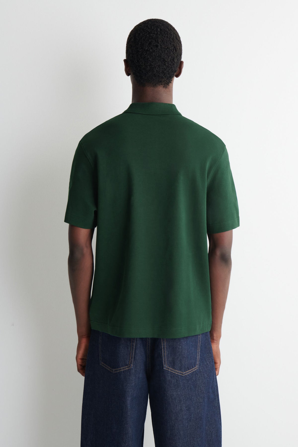 POLO DE ALGODÓN ENTRELAZADO - VERDE OSCURO