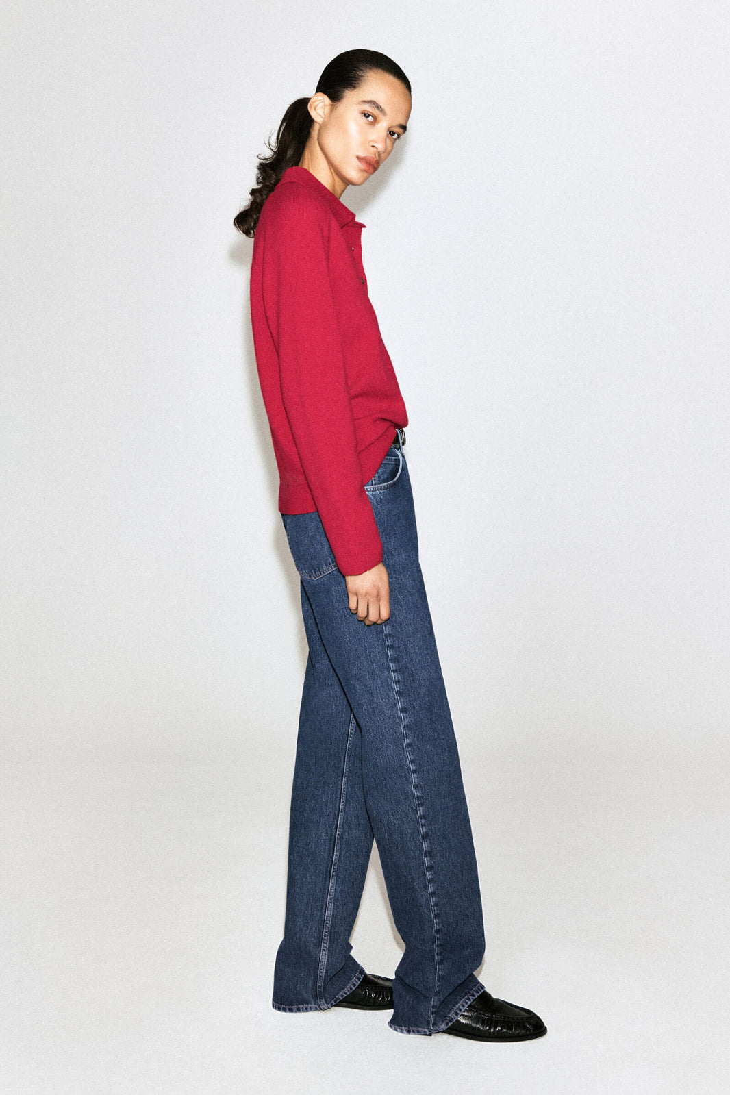 CAMISA DE POLO DE LANA MERINO - ROJO