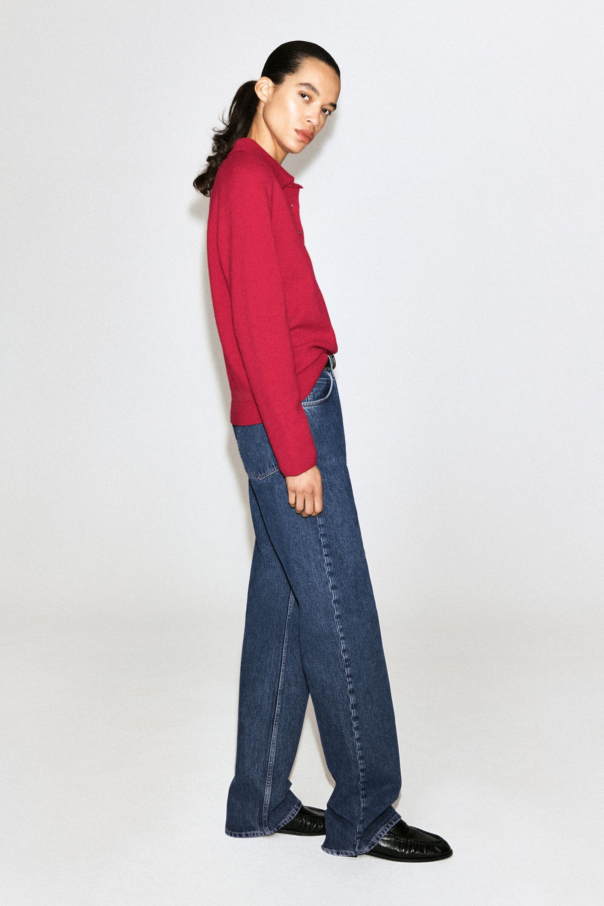 CAMISA DE POLO DE LANA MERINO - ROJO
