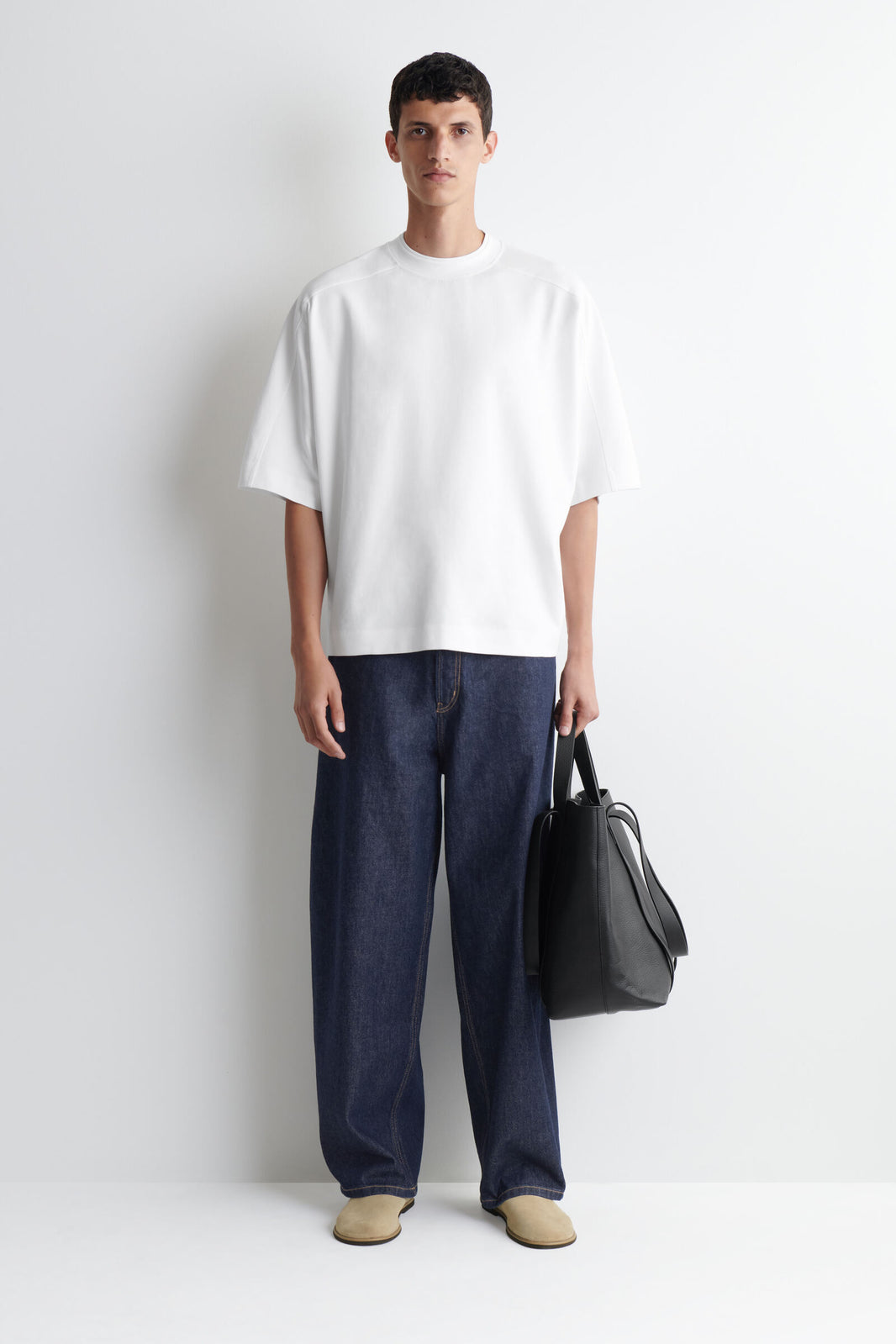 CAMISETA DE ALGODÓN INTERLOCK OVERSIZED - BLANCO