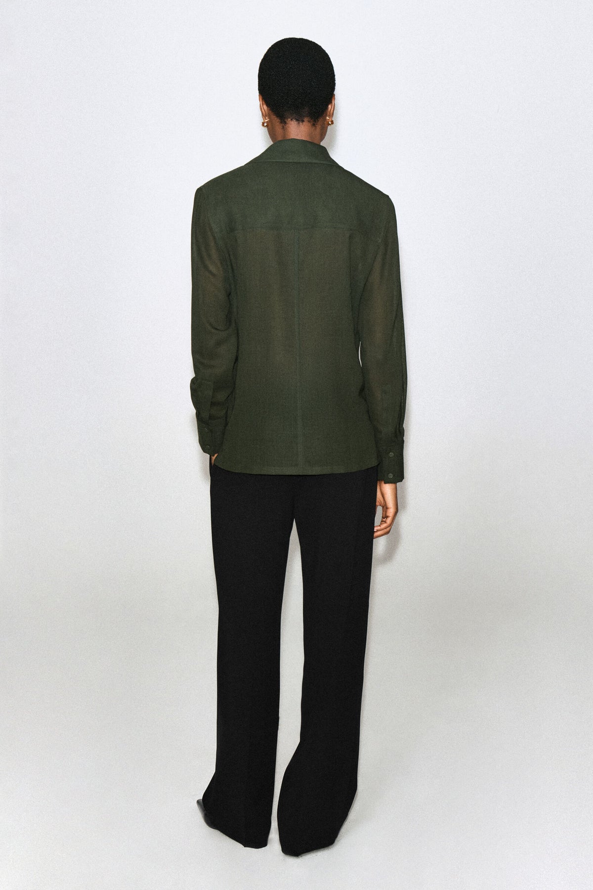 CAMISA DE LANA CRUZADA - KHAKI MÉLANGE