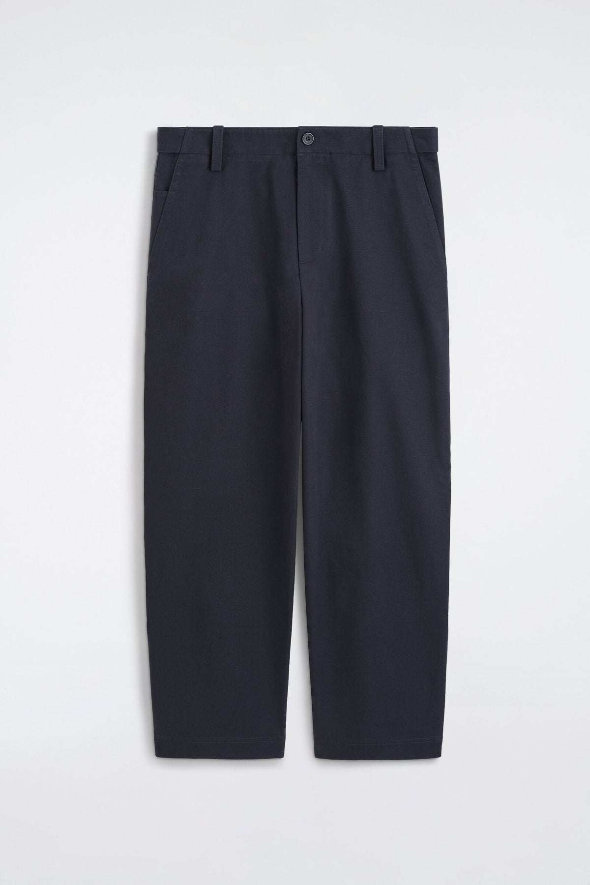 PANTALONES DE ALGODÓN TAILLON DE AJUSTE RELAJADO Y DE PIERNA RECTO - AZUL MARINO | DescriptiveStillLife