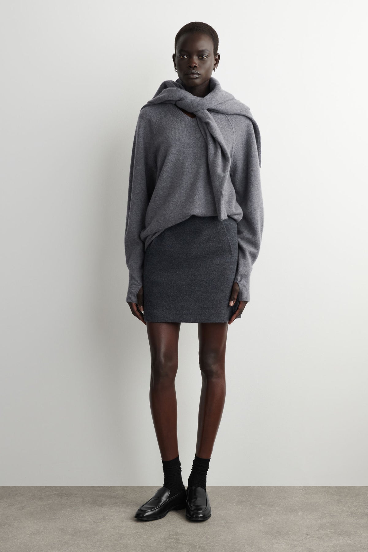 FALDA MINI DE LANA MERINO HERVIDA - GRIS - StillMedia/Lookbook