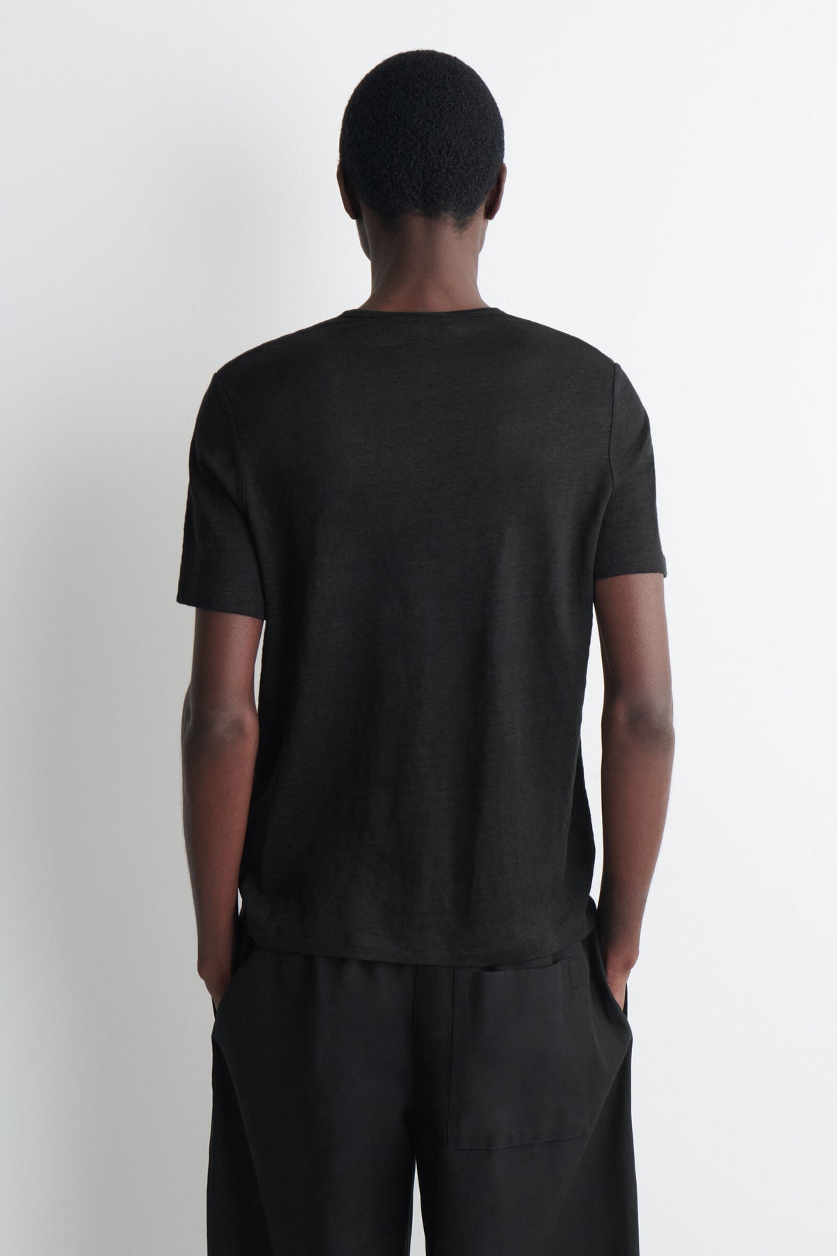 CAMISETA DE JERSEY DE LINO - NEGRO