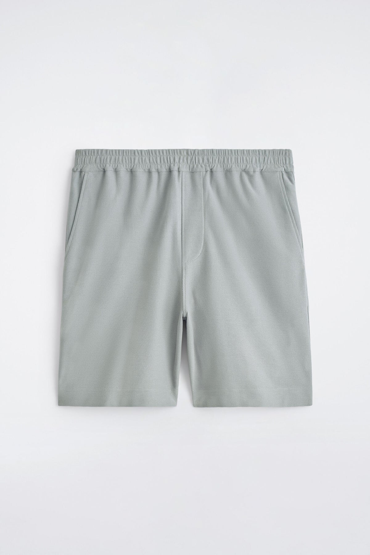 PANTALONES CORTOS DE ALGODÓN PIQUÉ CON ELÁSTICO - GRIS | DescriptiveStillLife