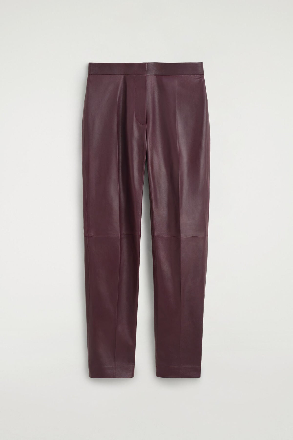 PANTALONES DE PIERNA RECTA DE CUERO - BURDEOS | DescriptiveStillLife