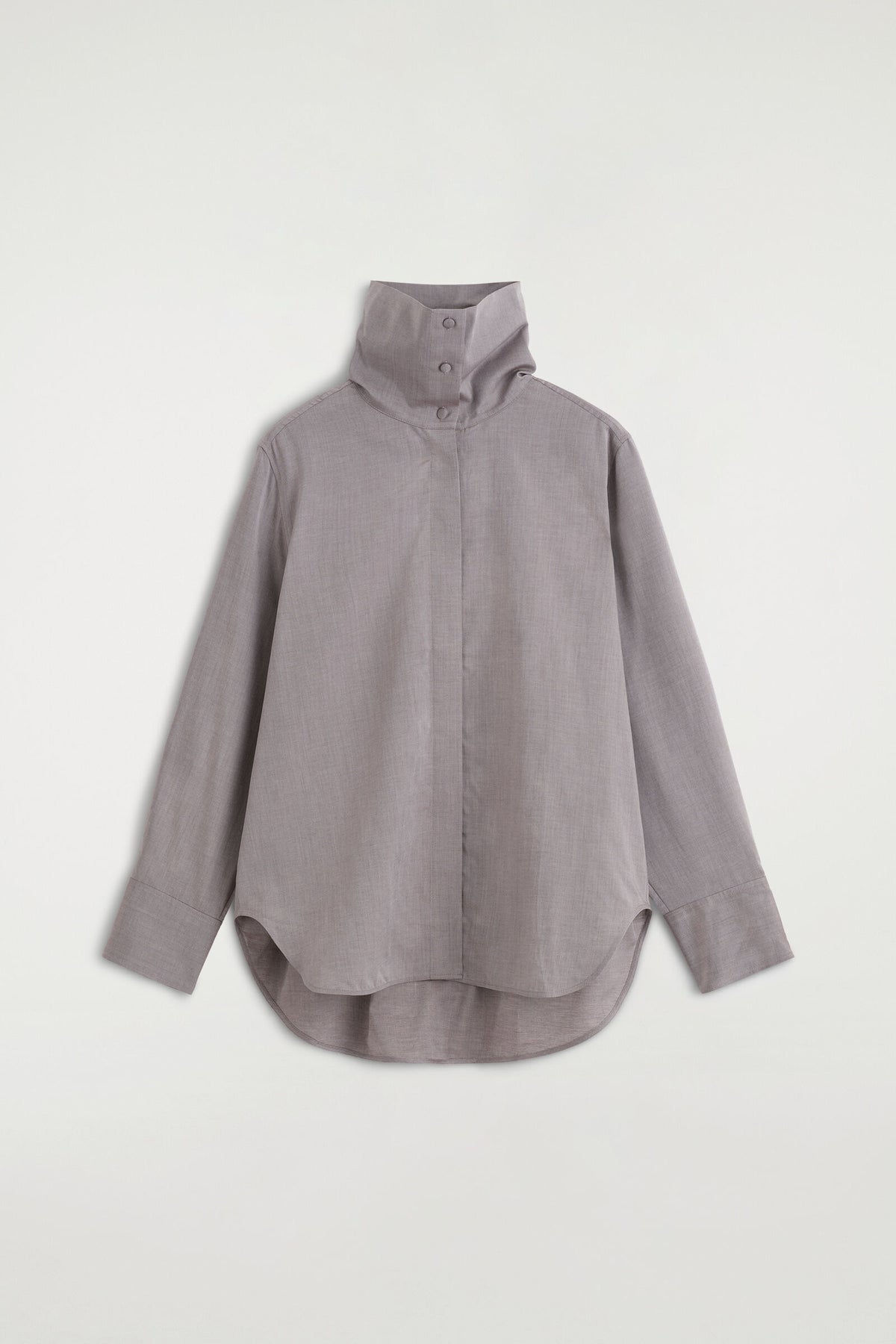 CAMISA DE LYOCELL-ALGODÓN CON CUELLO DE EMBUDO - LILA | DescriptiveStillLife
