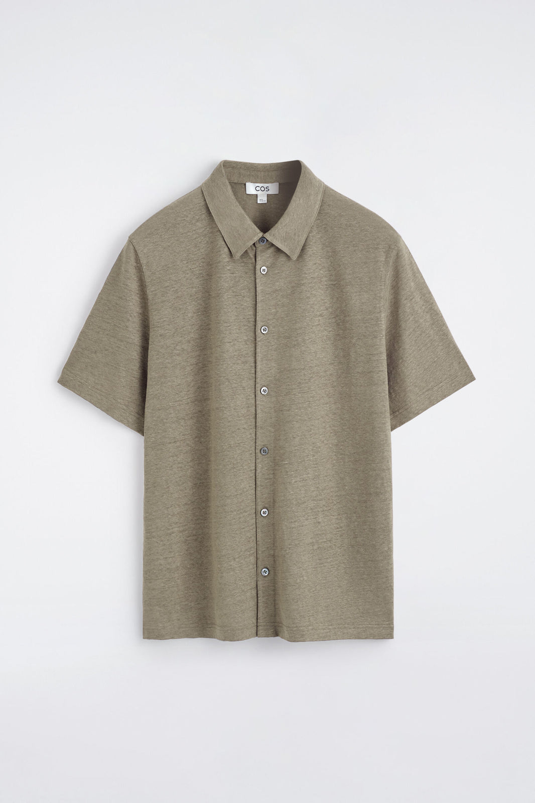 CAMISA DE MANGA CORTA DE JERSEY DE LINO - MARRÓN MEZCLADO | DescriptiveStillLife