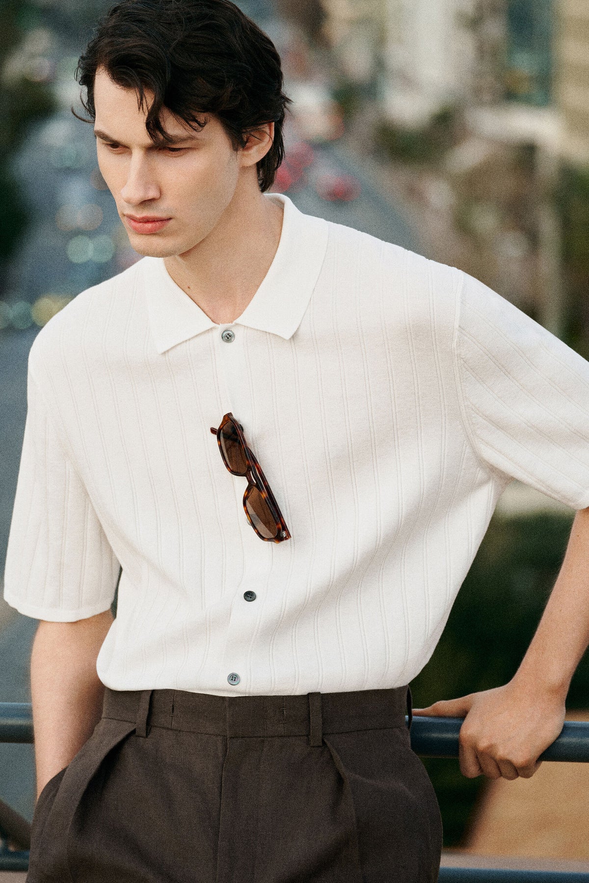 CAMISA DE ALGODÓN TEJIDO ACANALADO - BLANCO - StillMedia/Environmental