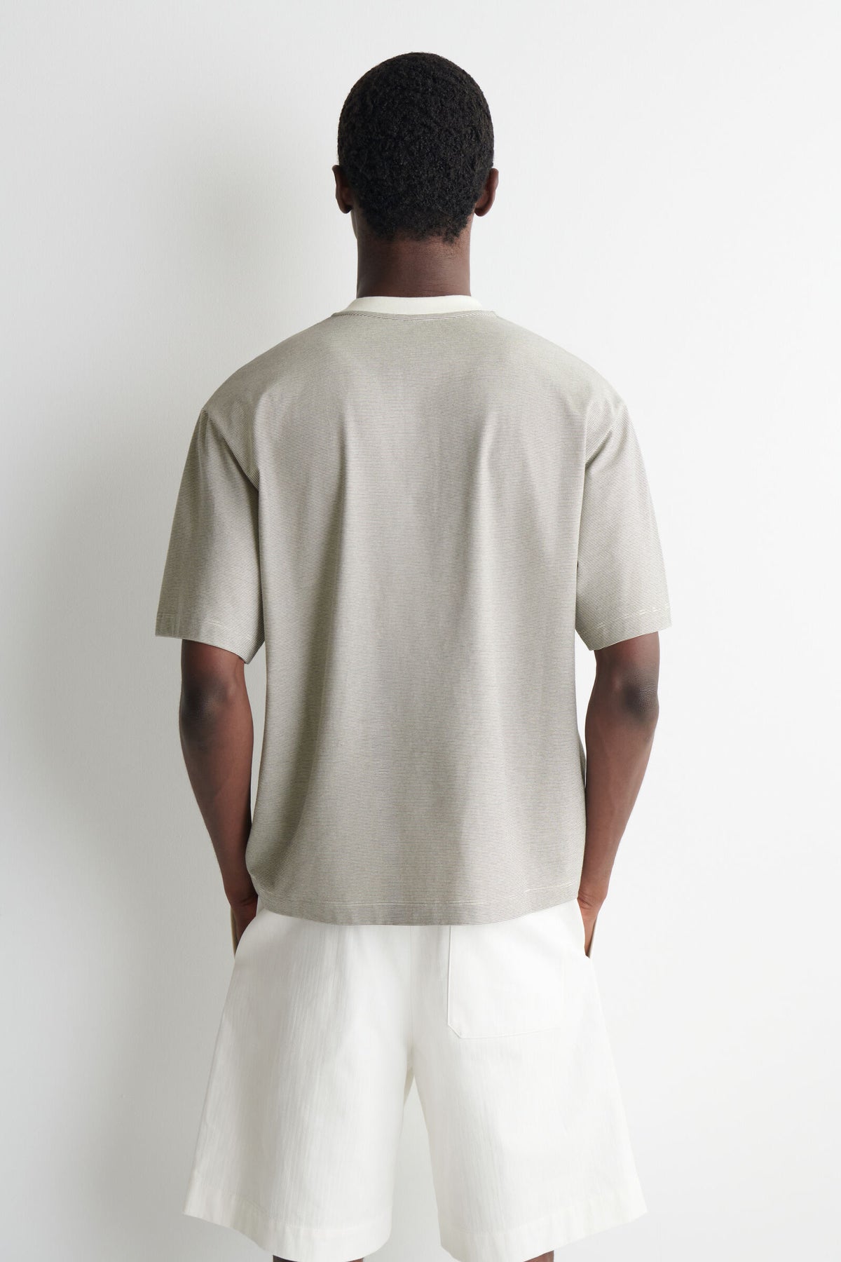 CAMISETA HENLEY DE ALGODÓN DE RAYAS - BLANCO / NEGRO / A RAYAS