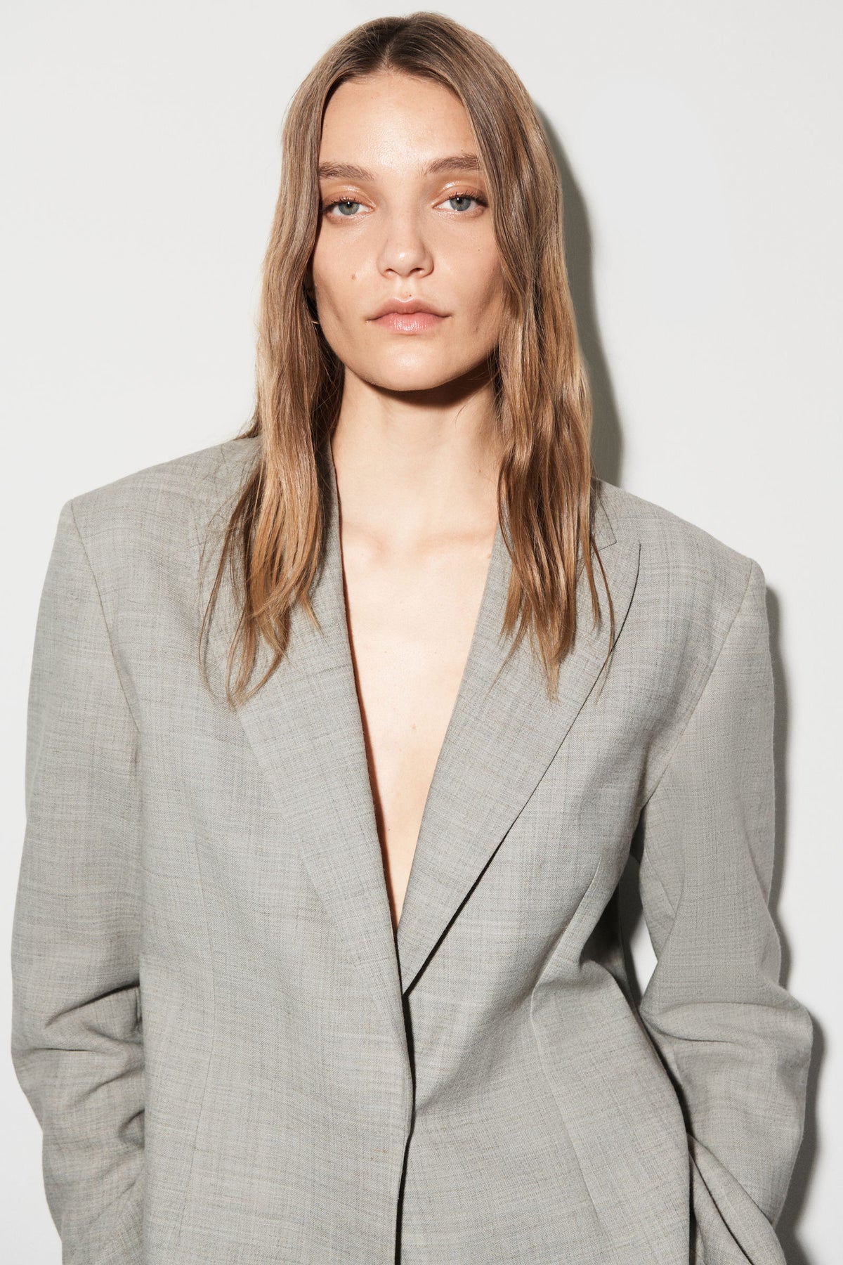 BLAZER ESTRUCTURADO DE MEZCLA DE LANA - TAUPE JASPEADO - StillMedia/Lookbook