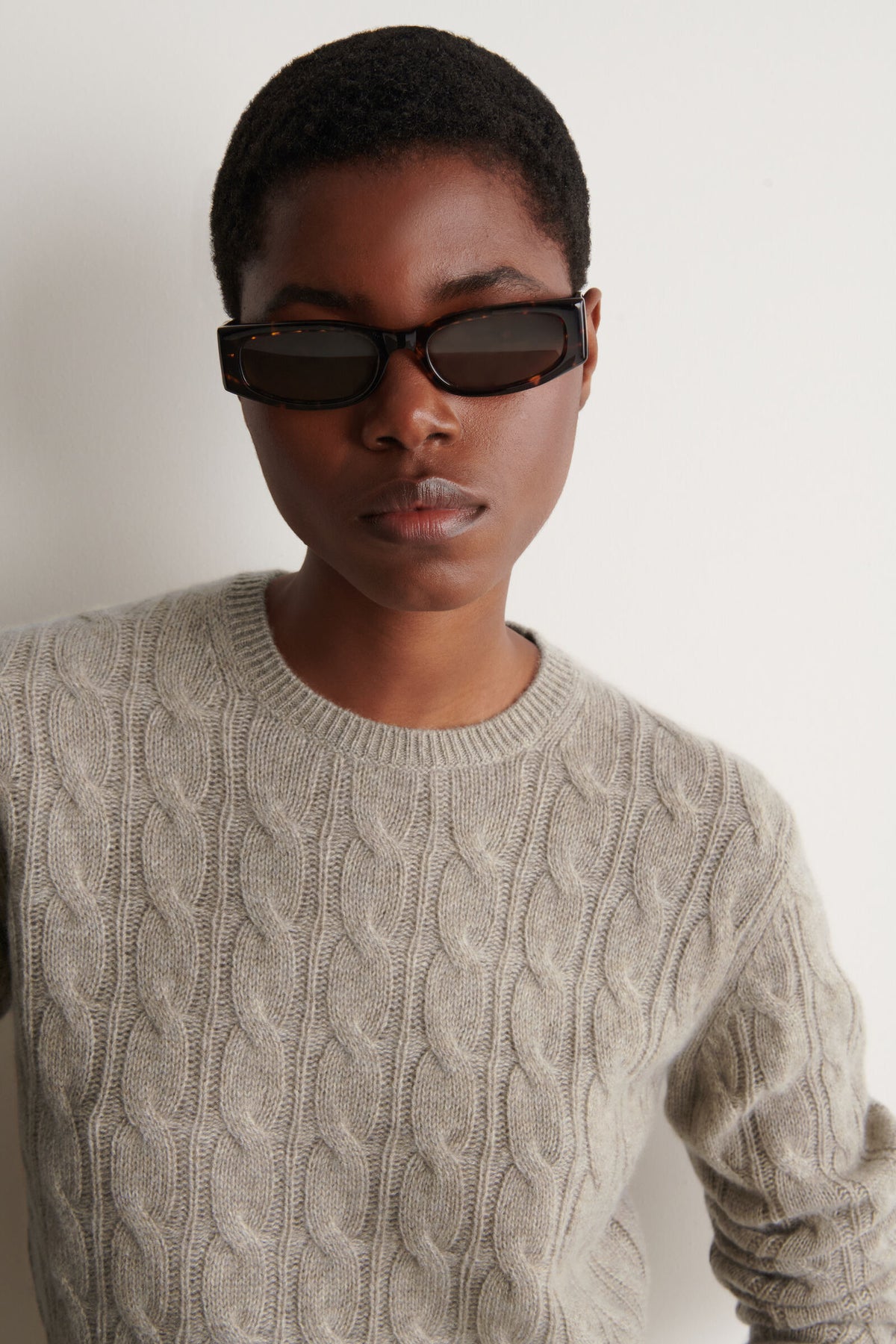 SUÉTER DE CASHMERE TEJIDO DE TRENZA - BEIGE