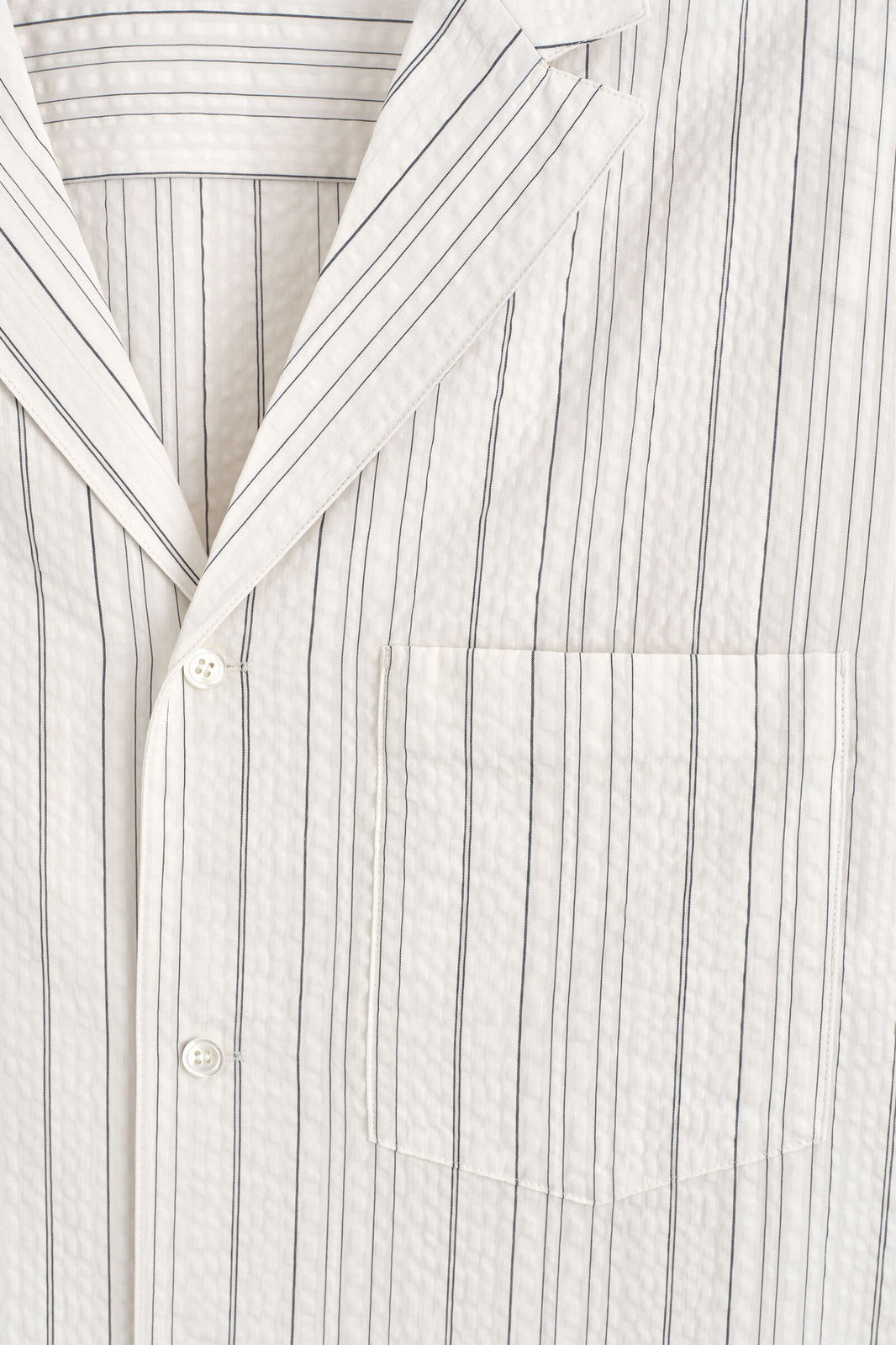 CAMISA CON CUELLO CAMP Y RAYAS - BLANCO | DescriptiveDetail