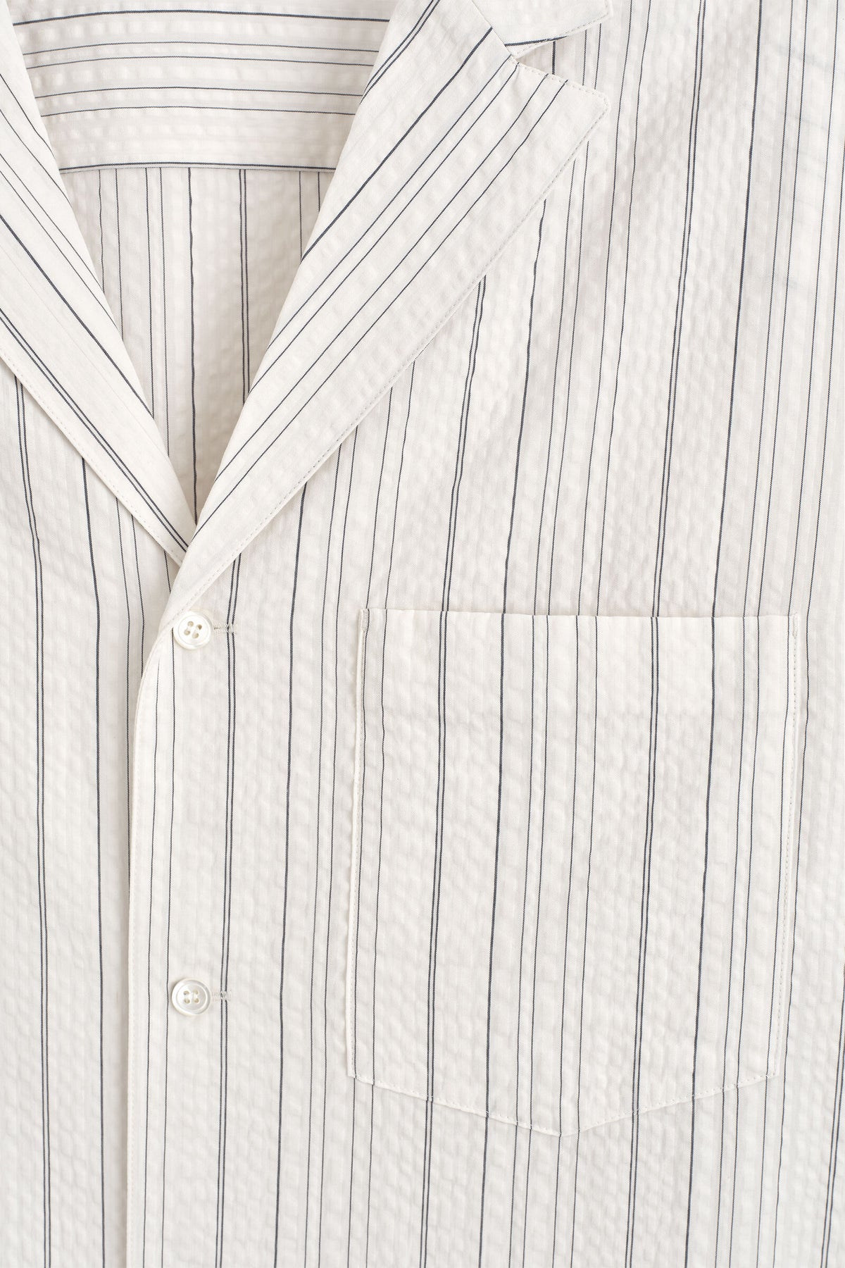 CAMISA CON CUELLO CAMP Y RAYAS - BLANCO | DescriptiveDetail