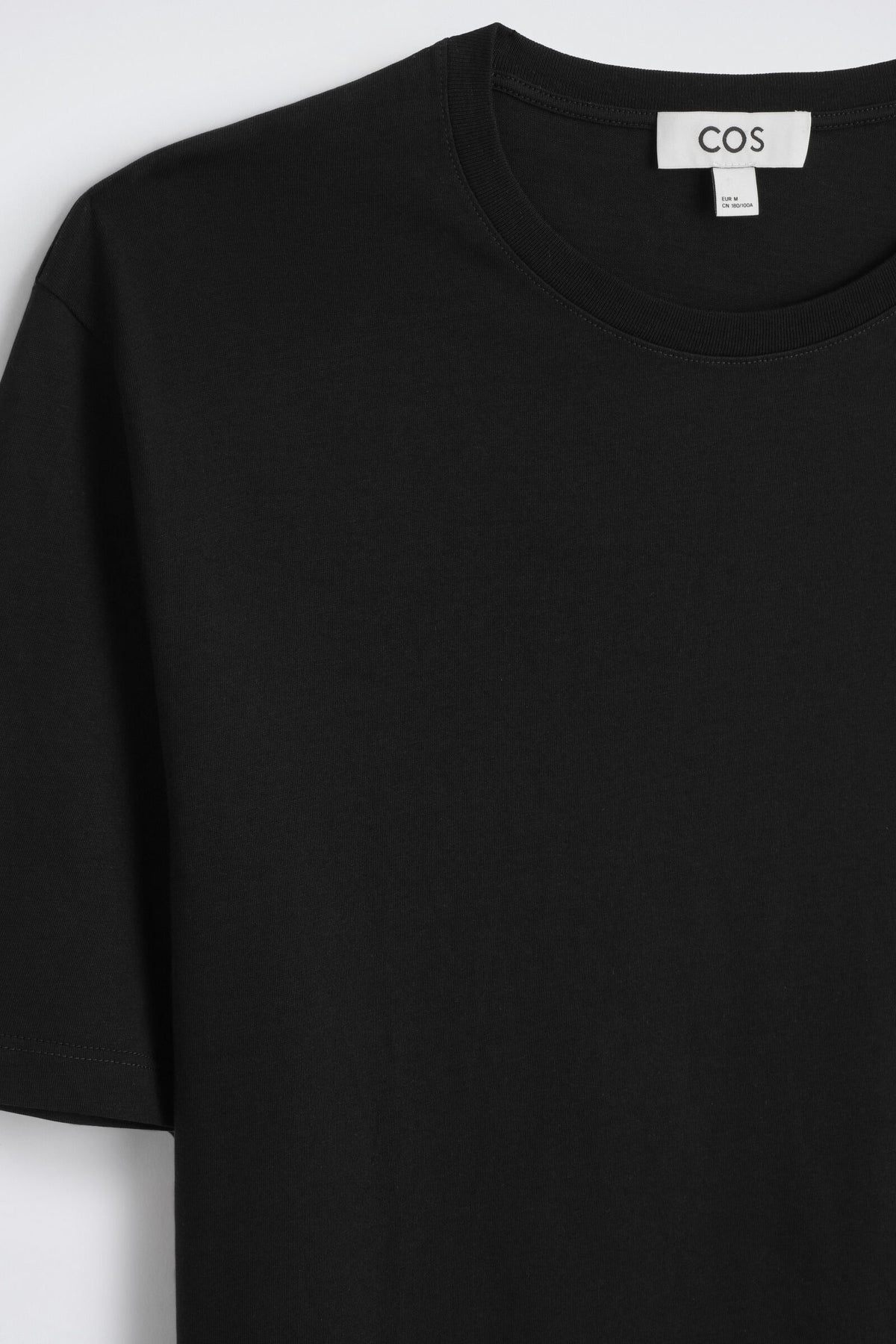 CAMISETA DE ALGODÓN CON CUELLO REDONDO - NEGRO