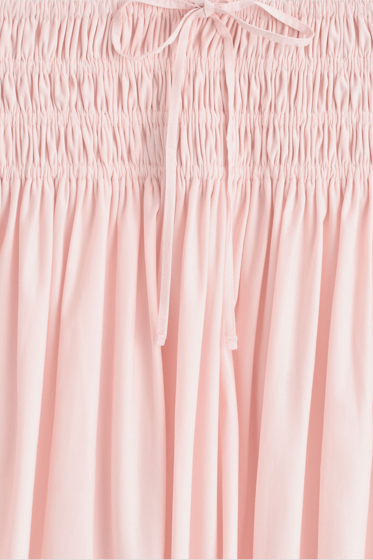 FALDA MIDI CON CINTURA FRUNCIDA - ROSADO