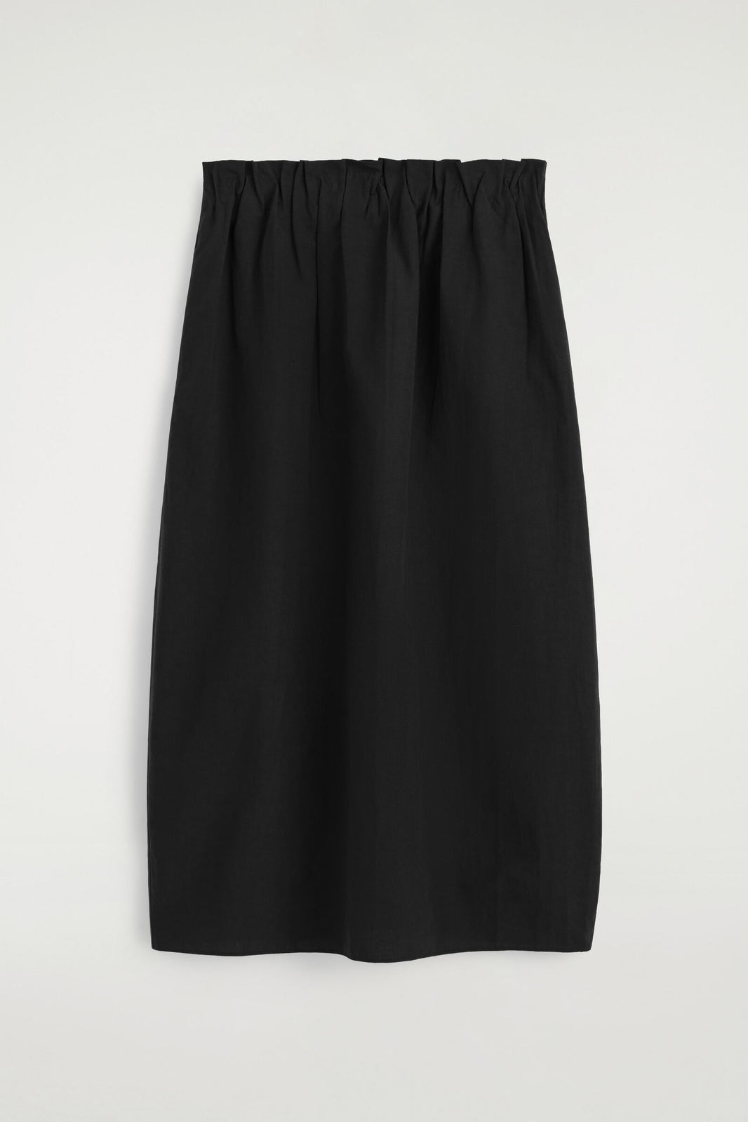 FALDA MIDI DE GLOBO DE ALGODÓN-LINEN - NEGRO | DescriptiveStillLife