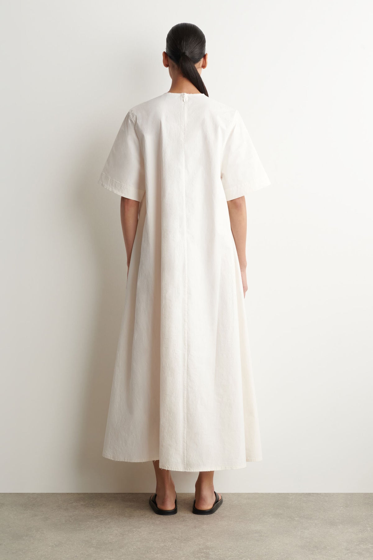 VESTIDO MIDI POPELINA ALGODÓN - BLANCO