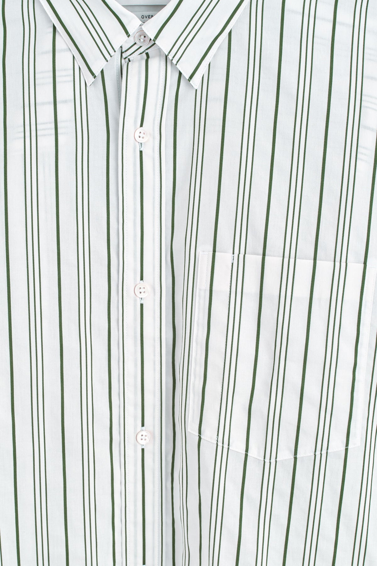 CAMISA OVERSIZED DE POPELINA DE ALGODÓN A RAYAS - BLANCO / VERDE / RAYADO | DescriptiveDetail
