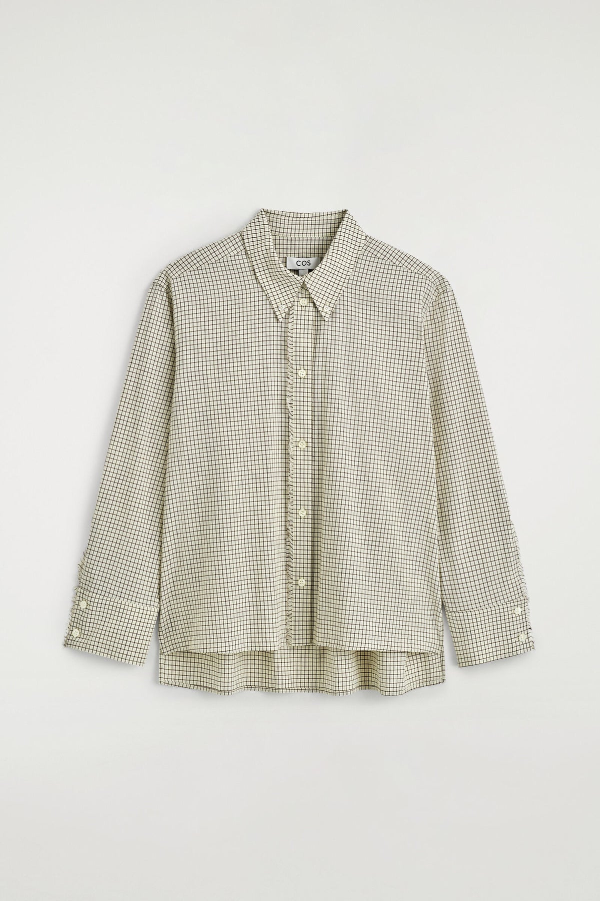 CAMISA DE LINO Y ALGODÓN A CUADROS CON FLECOS - BEIGE / CUADROS | DescriptiveStillLife