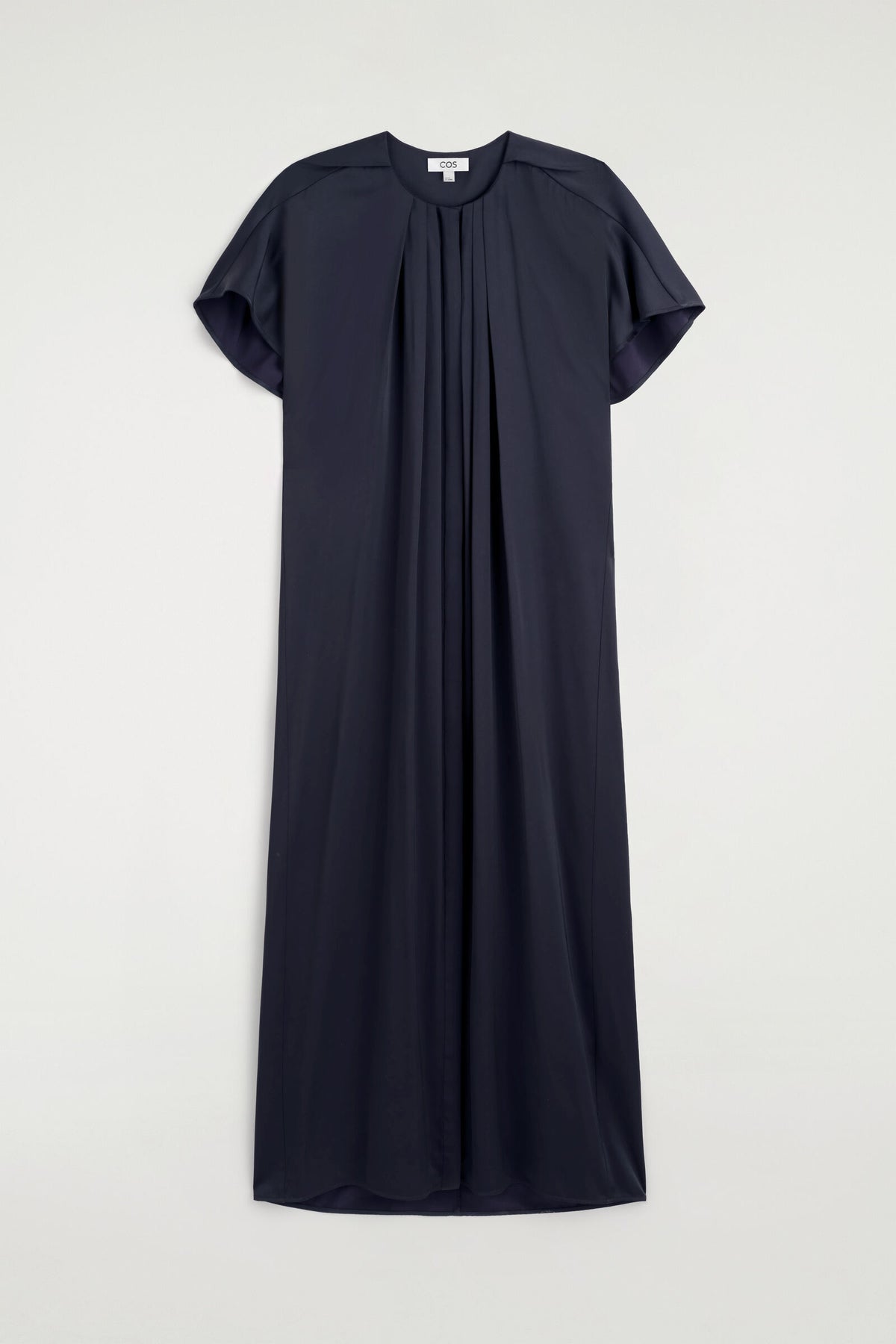VESTIDO MIDI DE SATÍN PLISADO - AZUL MARINO | DescriptiveStillLife