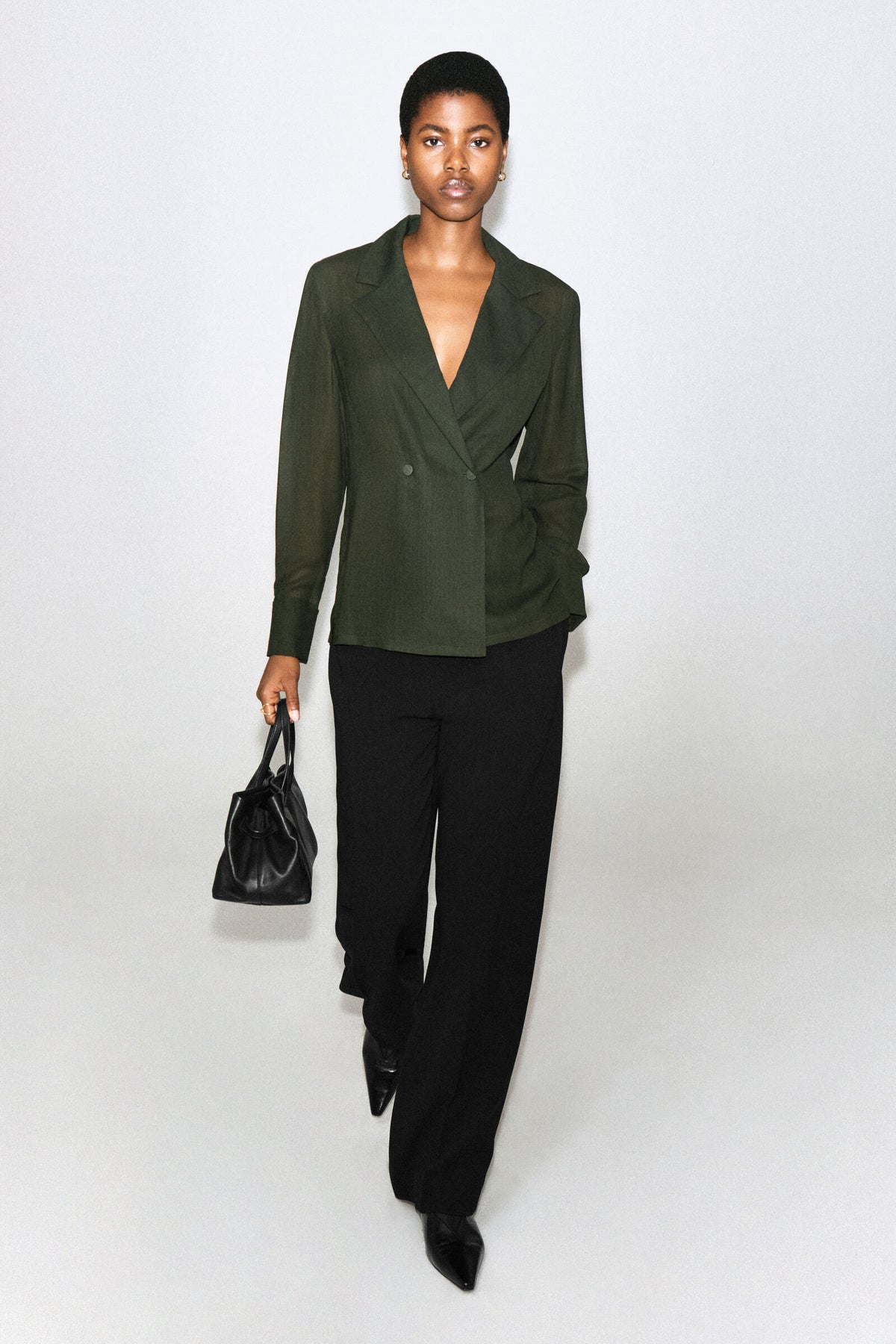 CAMISA DE LANA CRUZADA - KHAKI MÉLANGE
