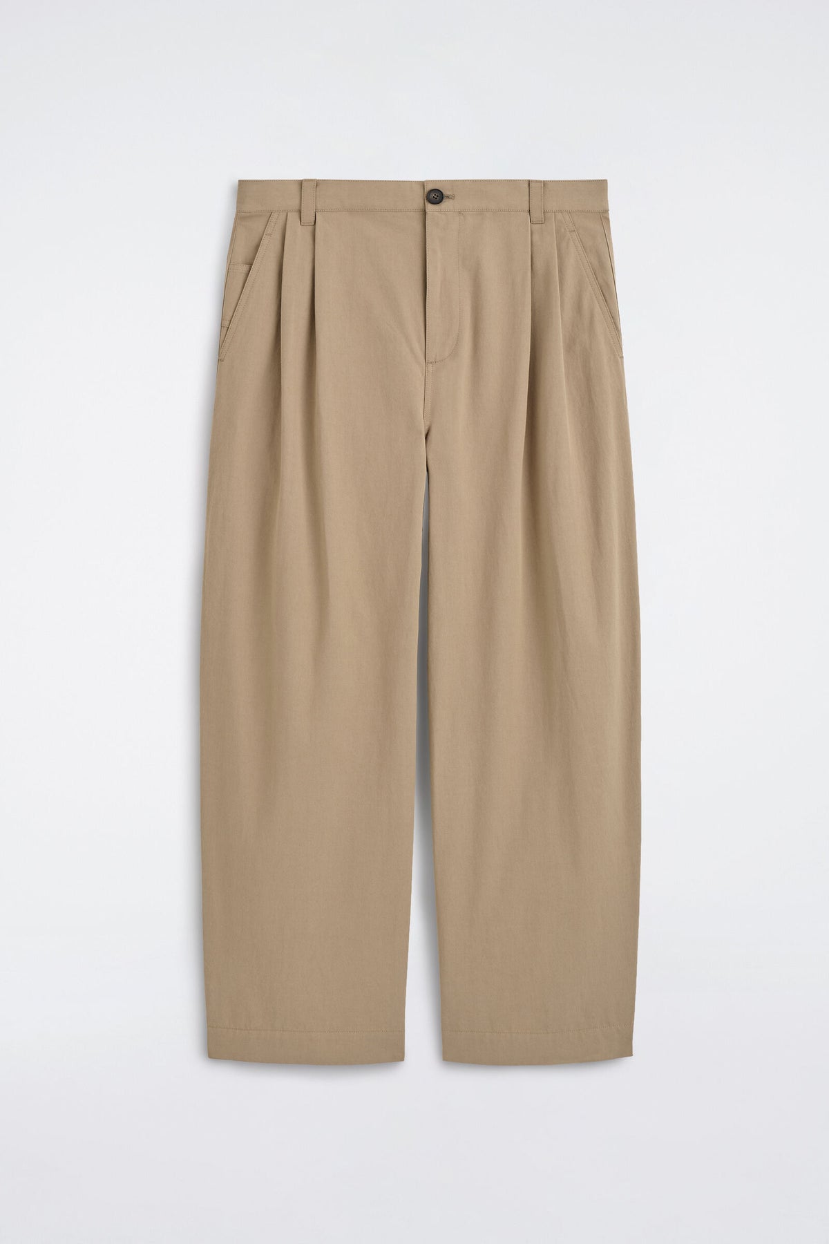 PANTALONES DE ALGODÓN DE CORTE RELAJADO Y PIERNA BARREL - BEIGE | DescriptiveStillLife