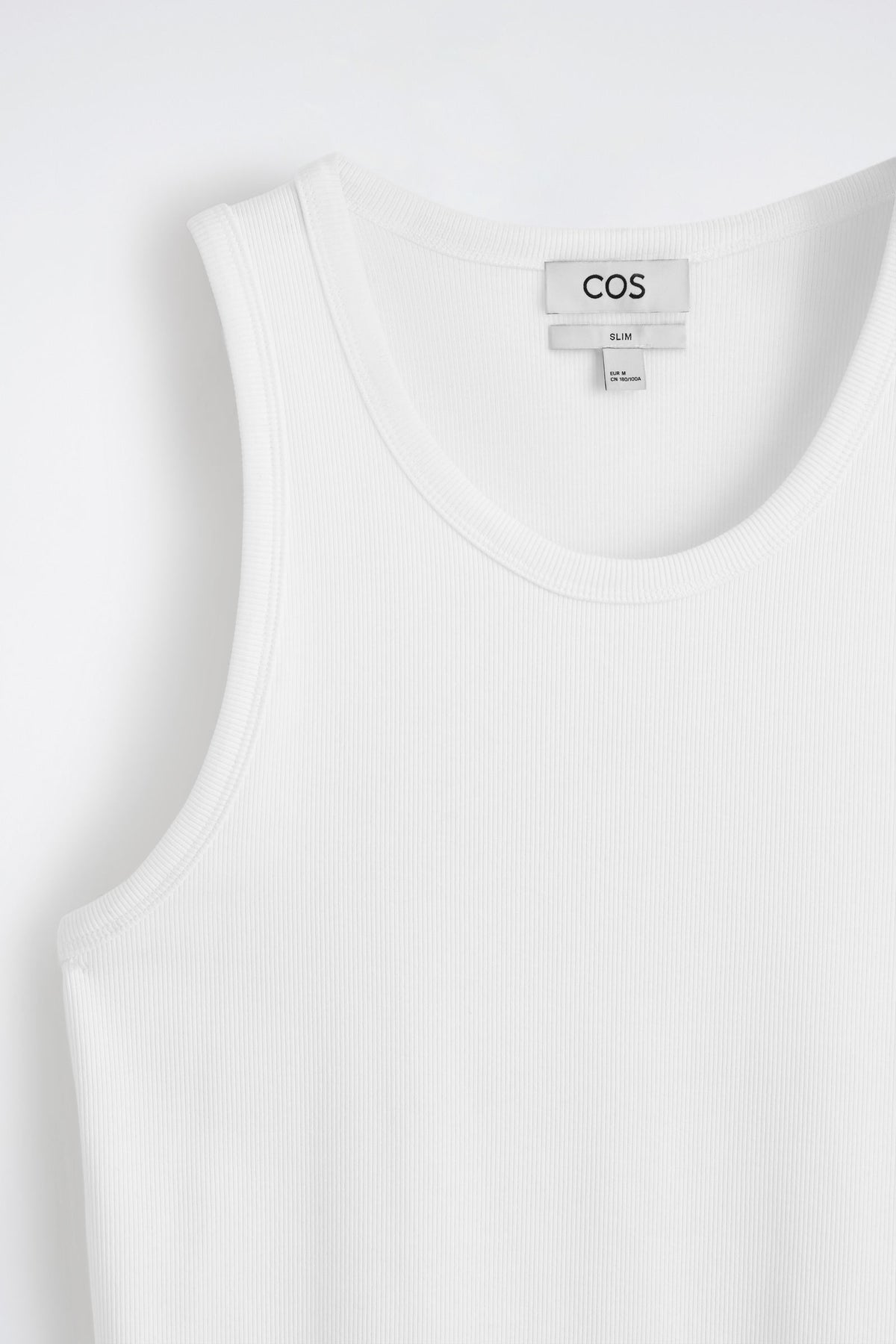 CAMISETA DE ALGODÓN AJUSTADA Y ACANALADA - BLANCO | DescriptiveDetail