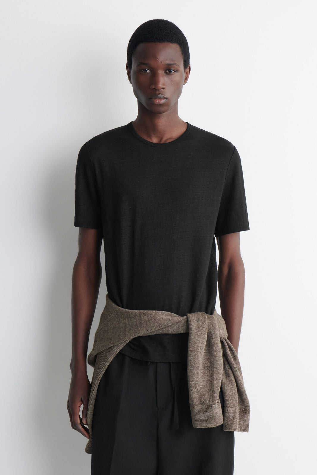 CAMISETA DE JERSEY DE LINO - NEGRO