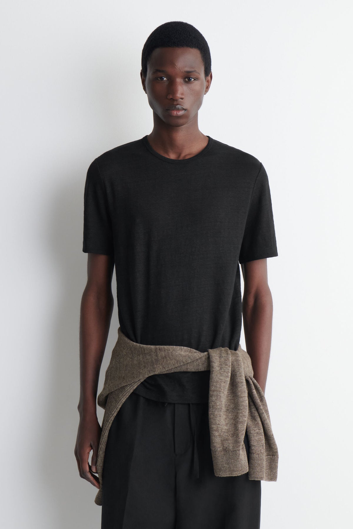 CAMISETA DE JERSEY DE LINO - NEGRO