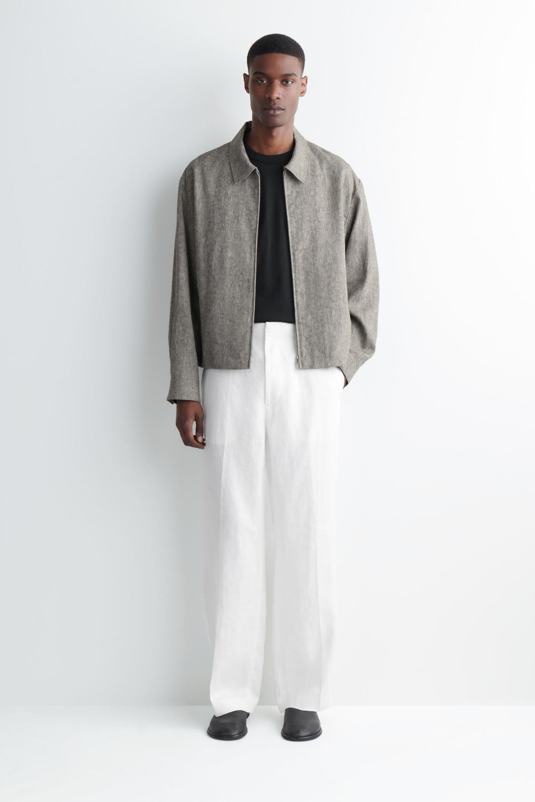 PANTALONES DE LINO DE AJUSTE RELAJADO Y DE CORTE RECTO - BLANCO
