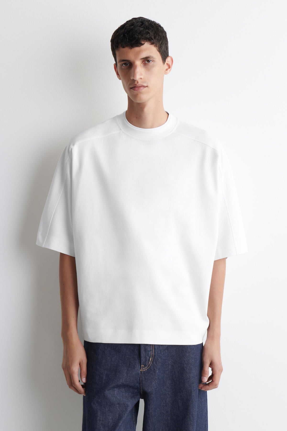 CAMISETA DE ALGODÓN INTERLOCK OVERSIZED - BLANCO