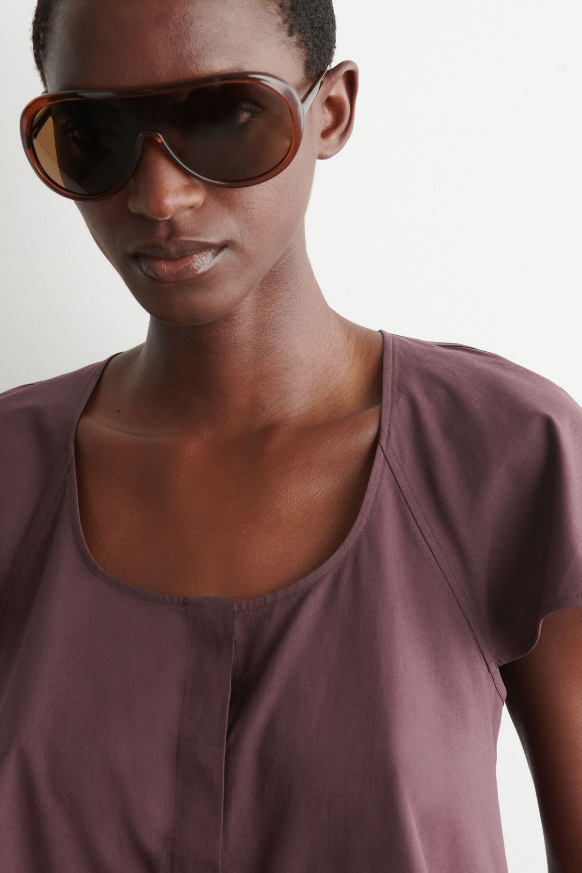 BLUSA DE ALGODÓN CON MANGAS ACAMPANADAS - ROJO OSCURO