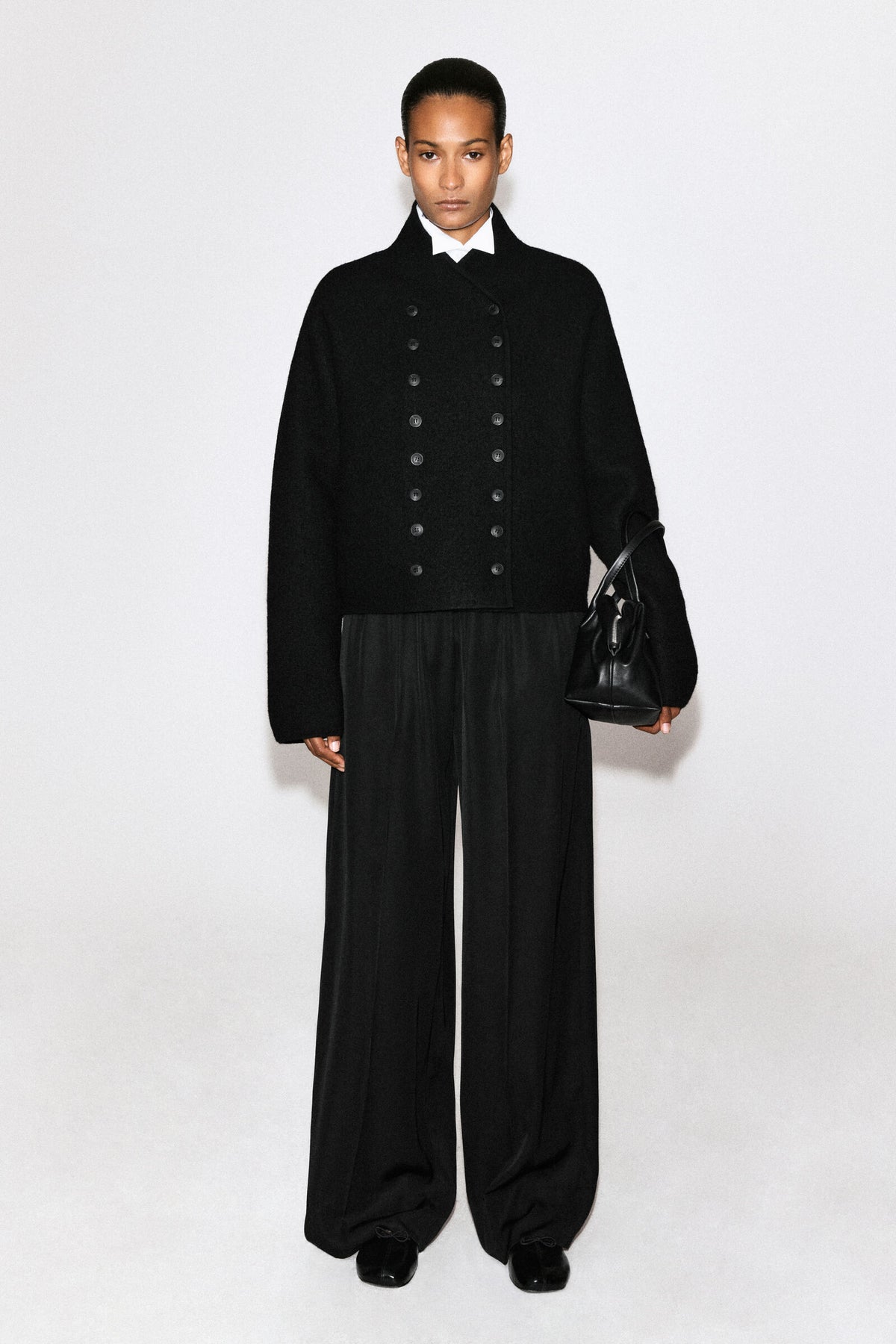 SACO DE UNIFORME DE LANA FIELTRADA - NEGRO