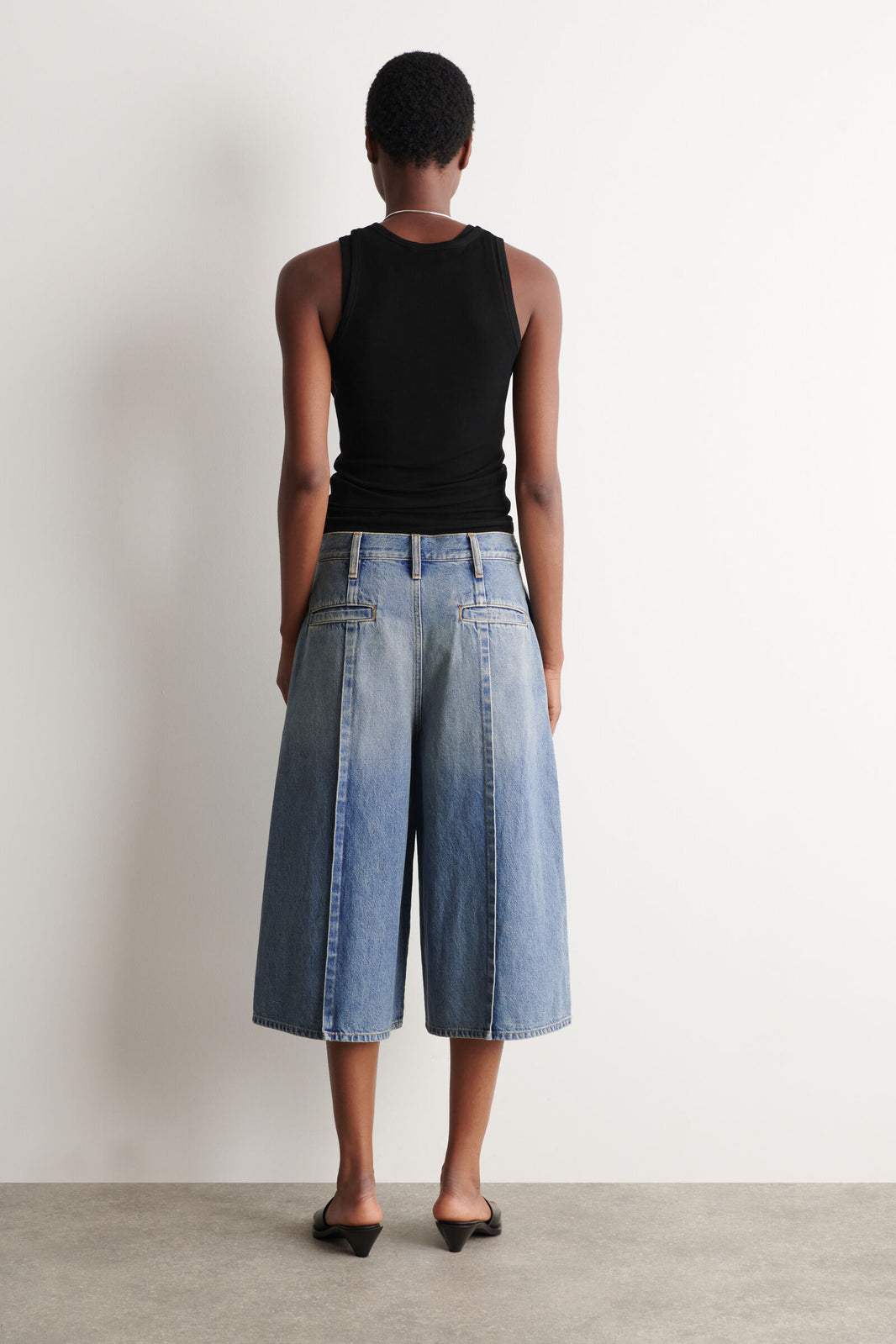 CULOTTES DE MEZCLILLA CON PLIEGUES - AZUL