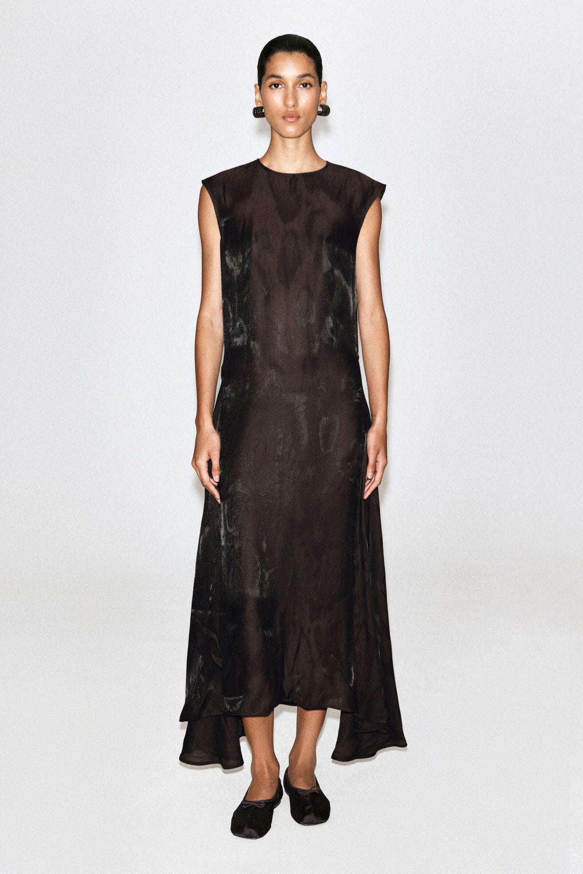 VESTIDO MIDI DE JACQUARD ANIMAL - MARRÓN / EFECTO ANIMAL